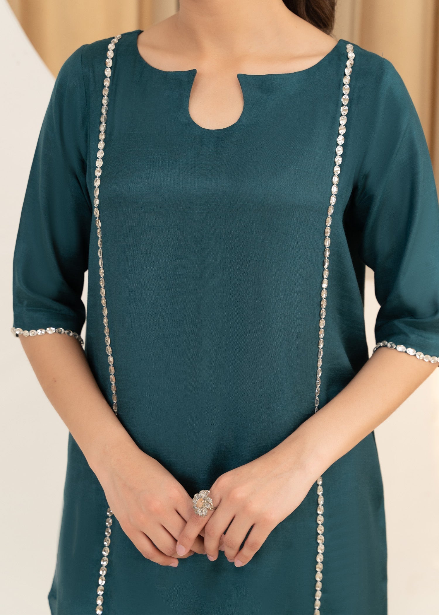 thai silk Kurta Set in Teal