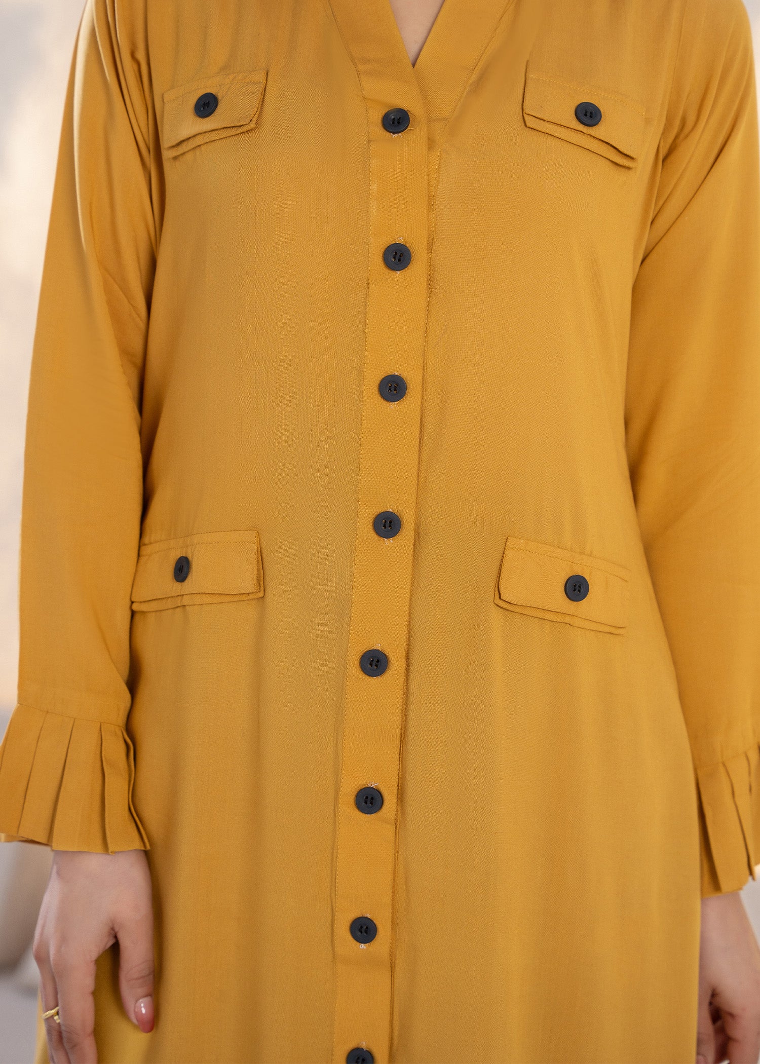 linen Dress in Mustard