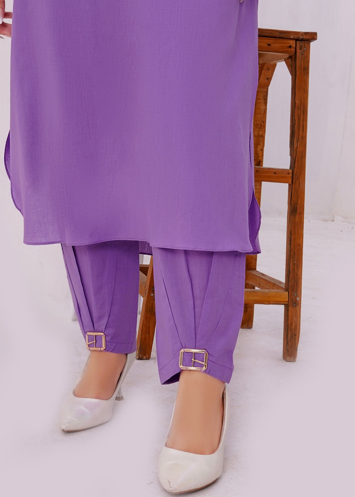 cotton Kurta Set in Heliotrope