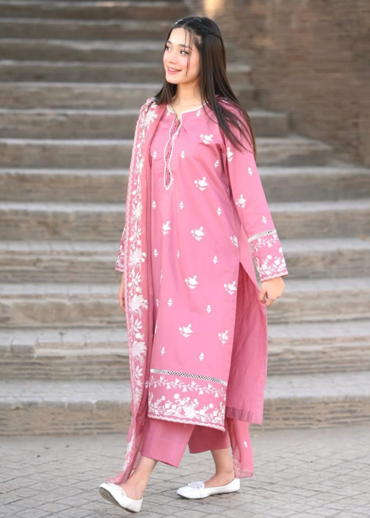 cotton Kurta Set in Blush pink