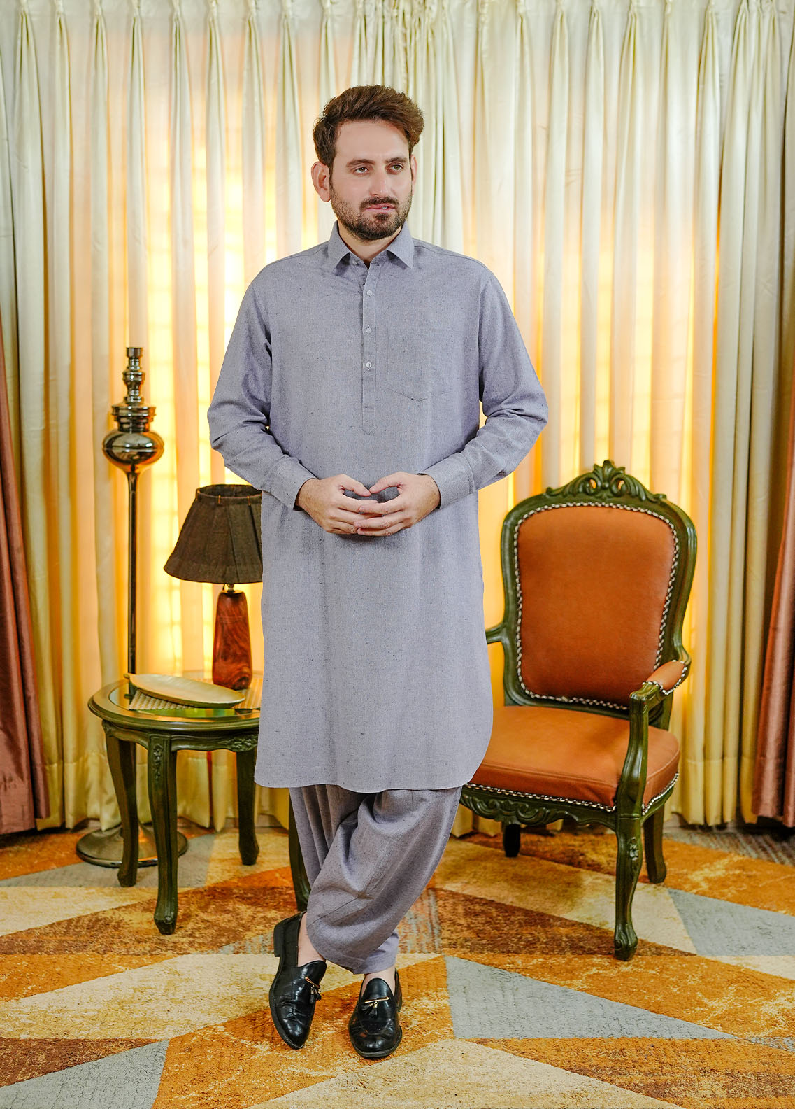 wool viscose Shalwar Kameez in Lilac