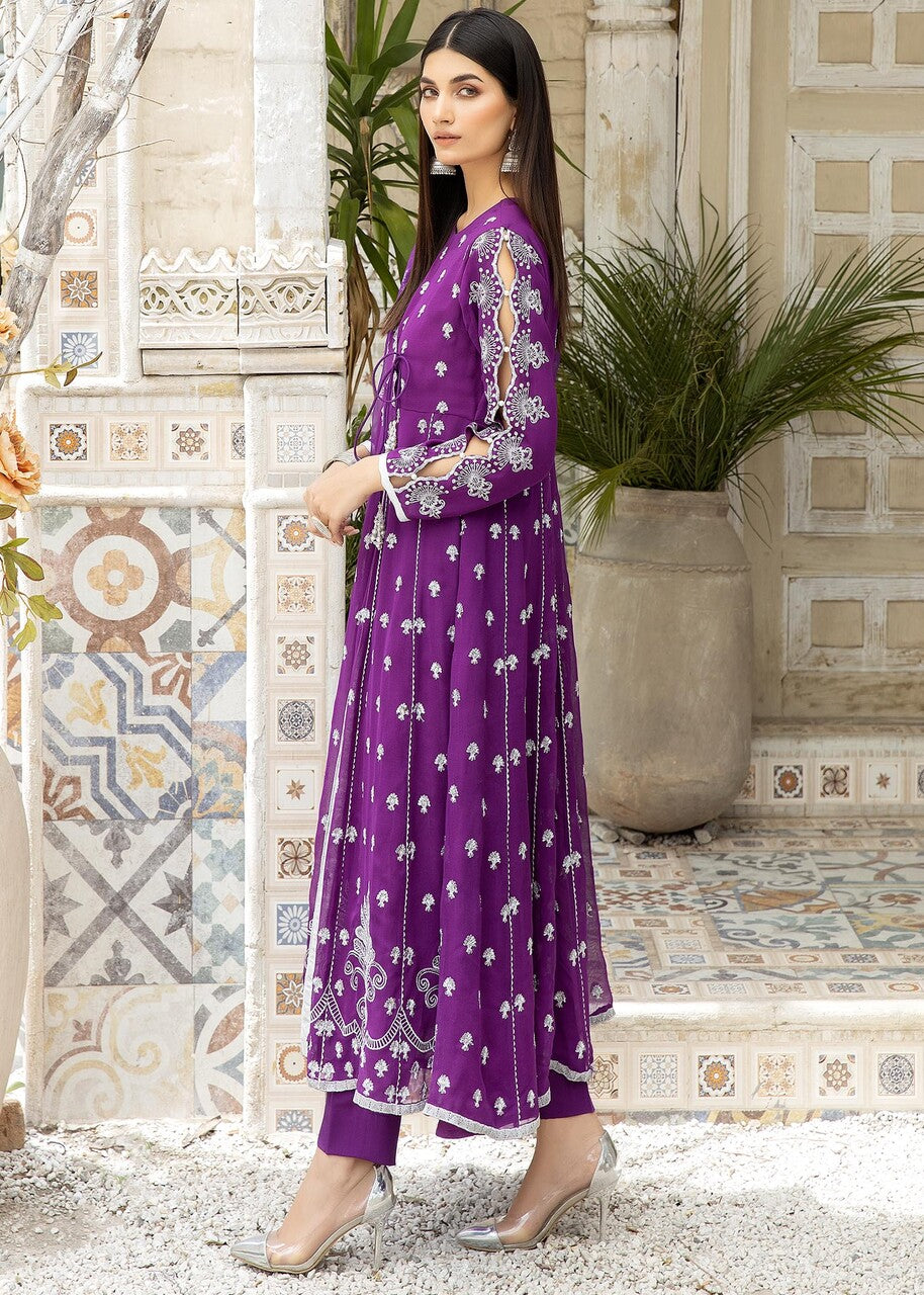 chiffon Angrakha in Purple