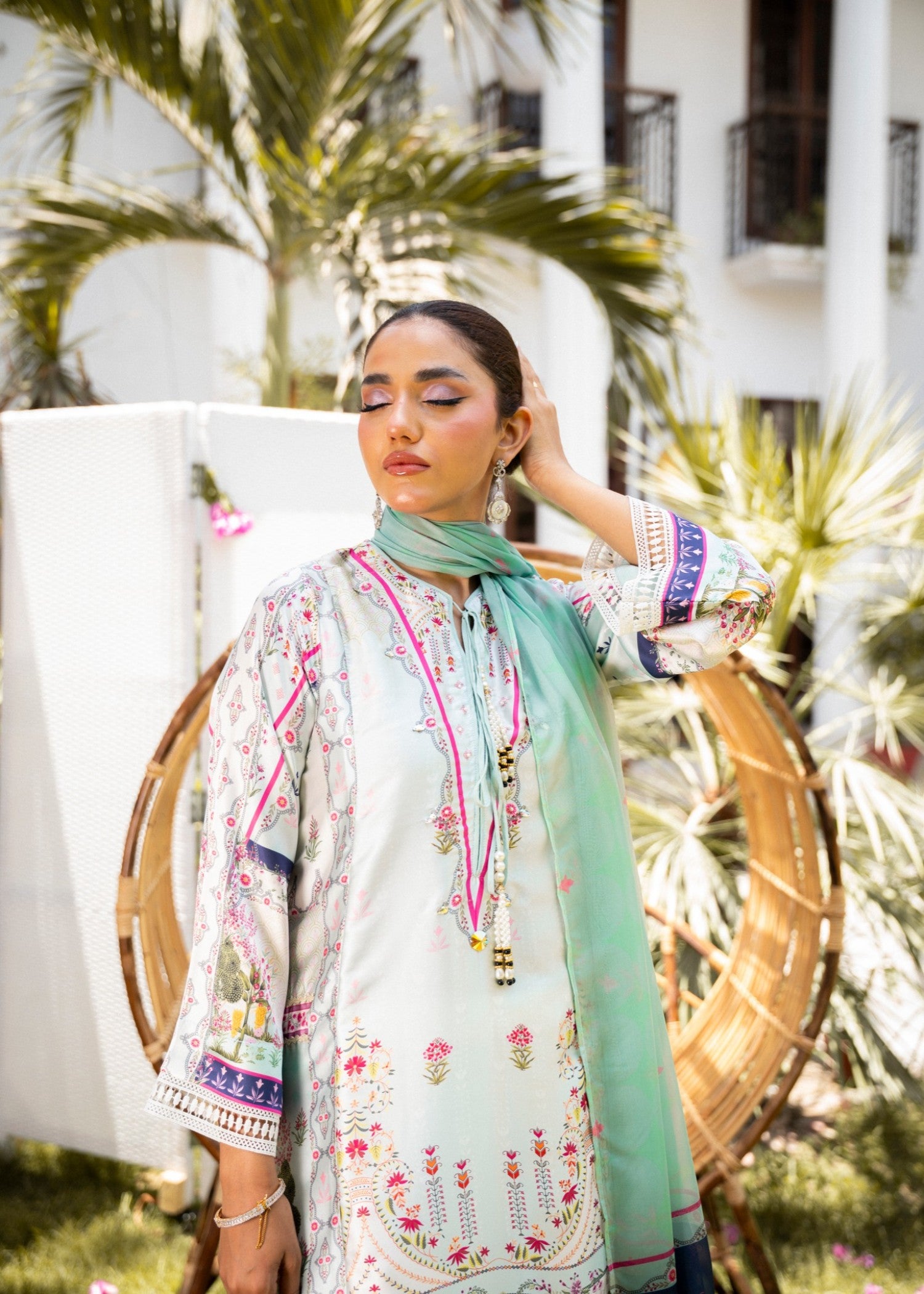 silk Sharara in Off-white
