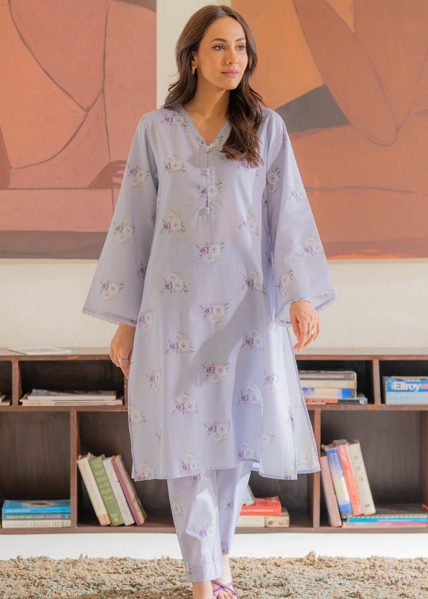 poly lawn Co Ord Sets in Lavender