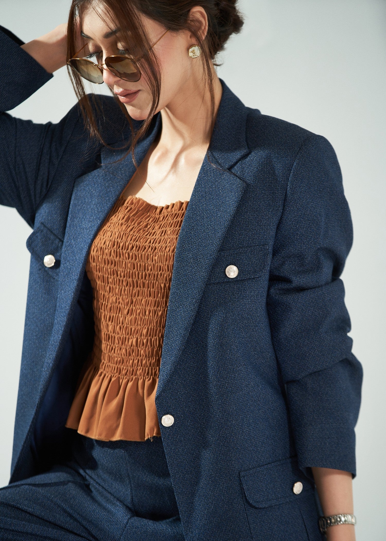 tweed wool Suits in Steel blue