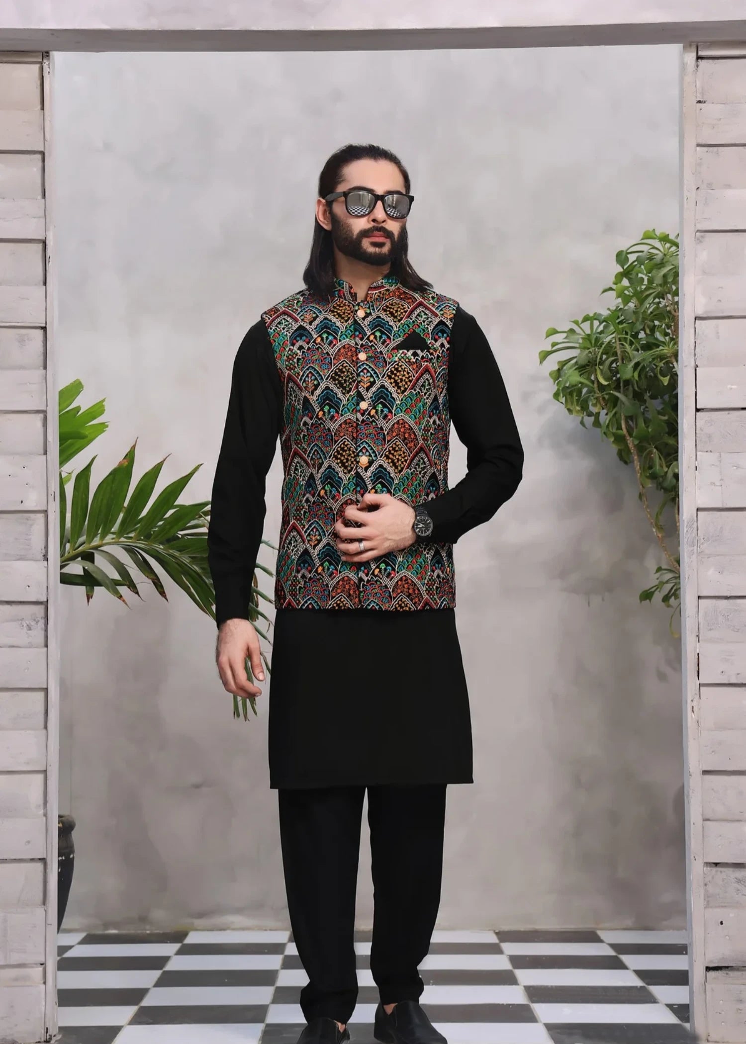 velvet Waistcoat in Multi