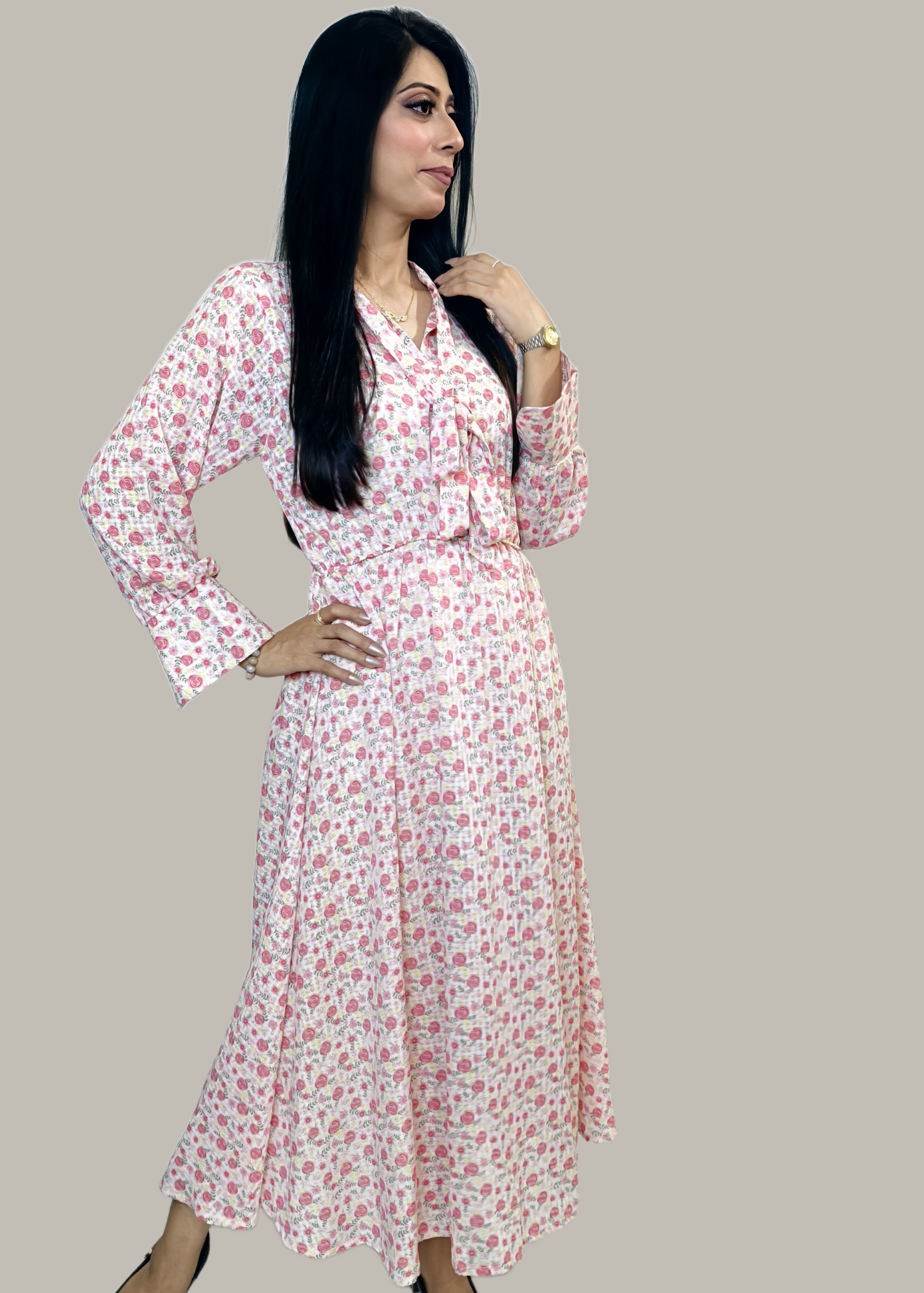 georgette Maxi in Pastel pink