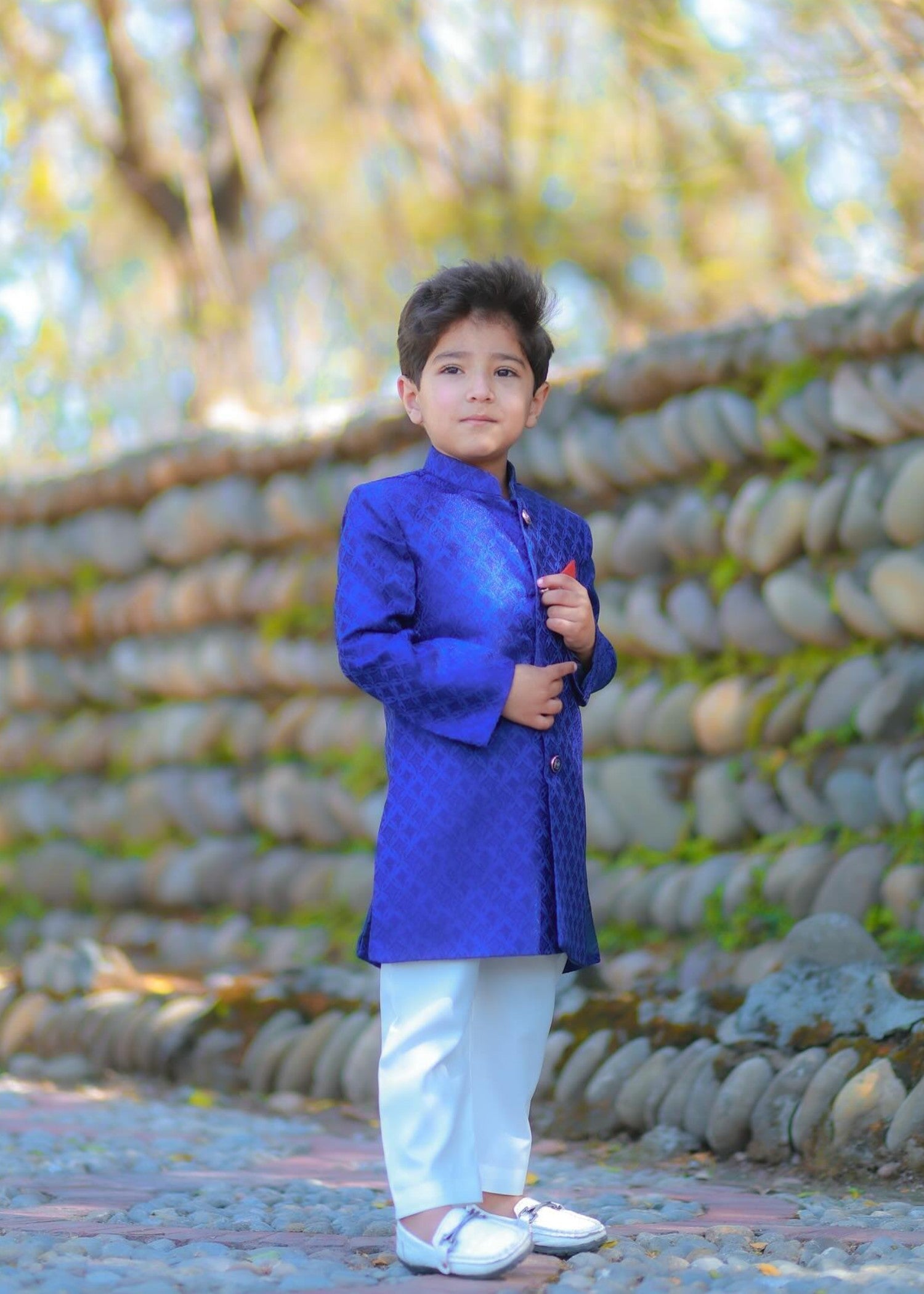 jamawar Sherwani in Blue