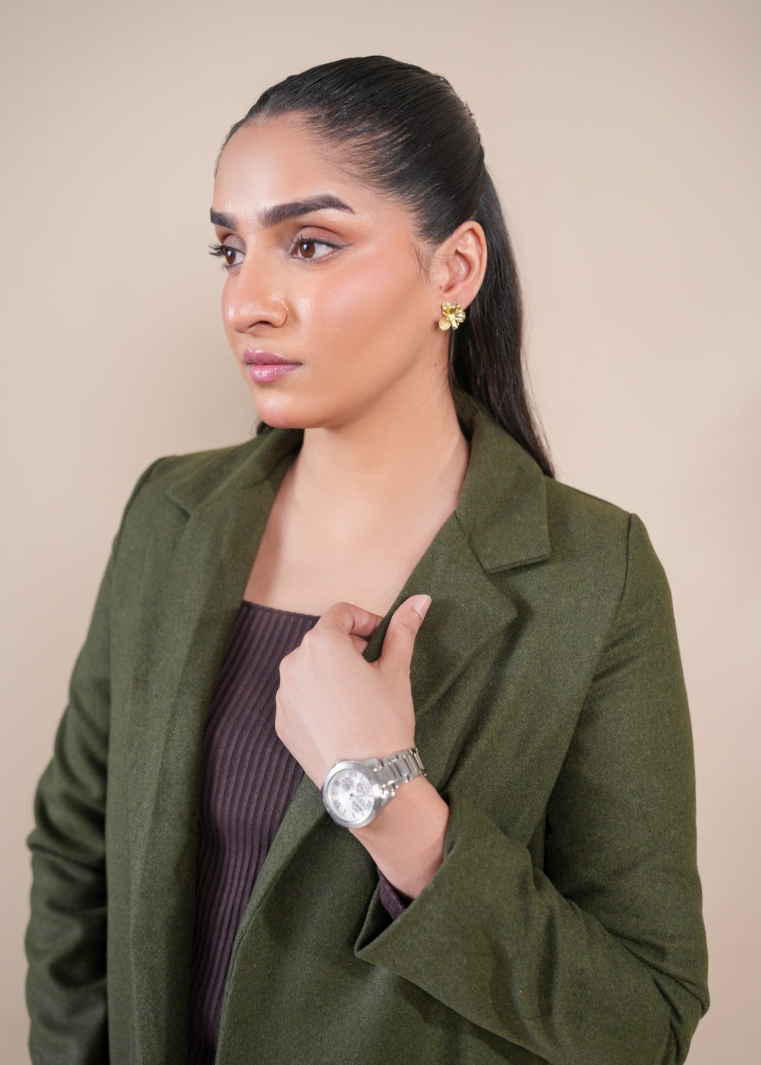 wool Coat in Olive green