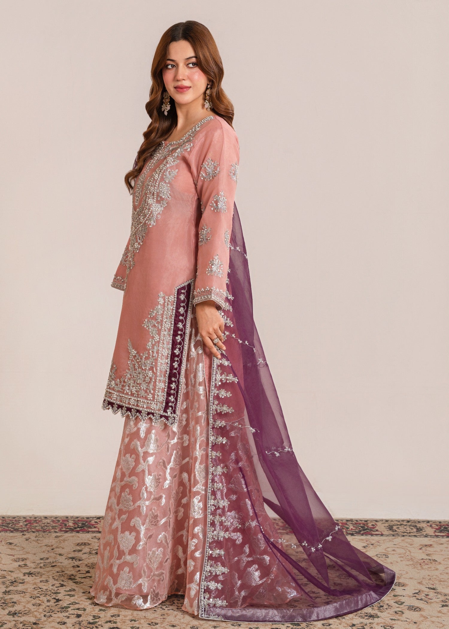 organza Sharara in Pastel pink