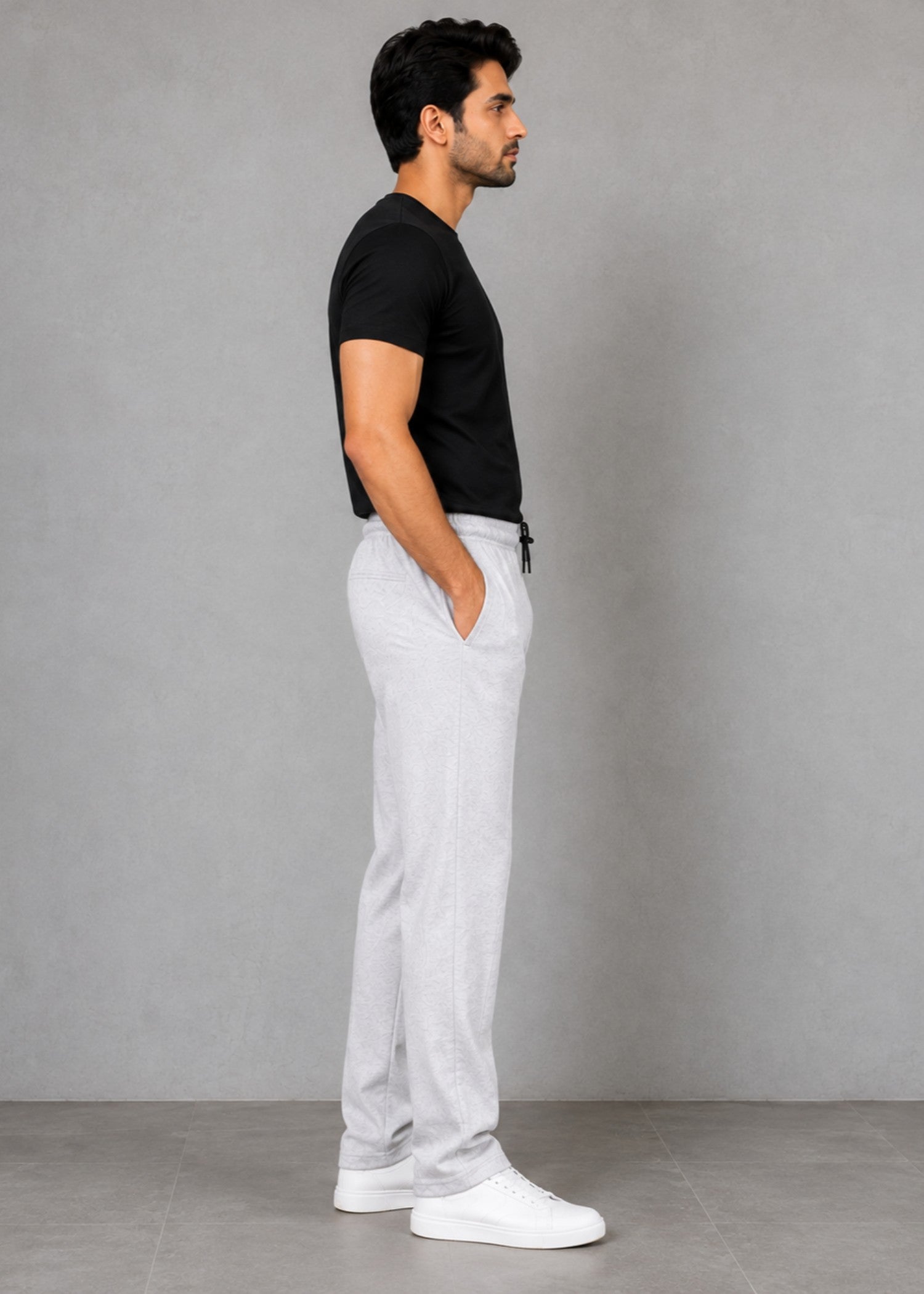 cotton jersey Trousers in Pastel grey