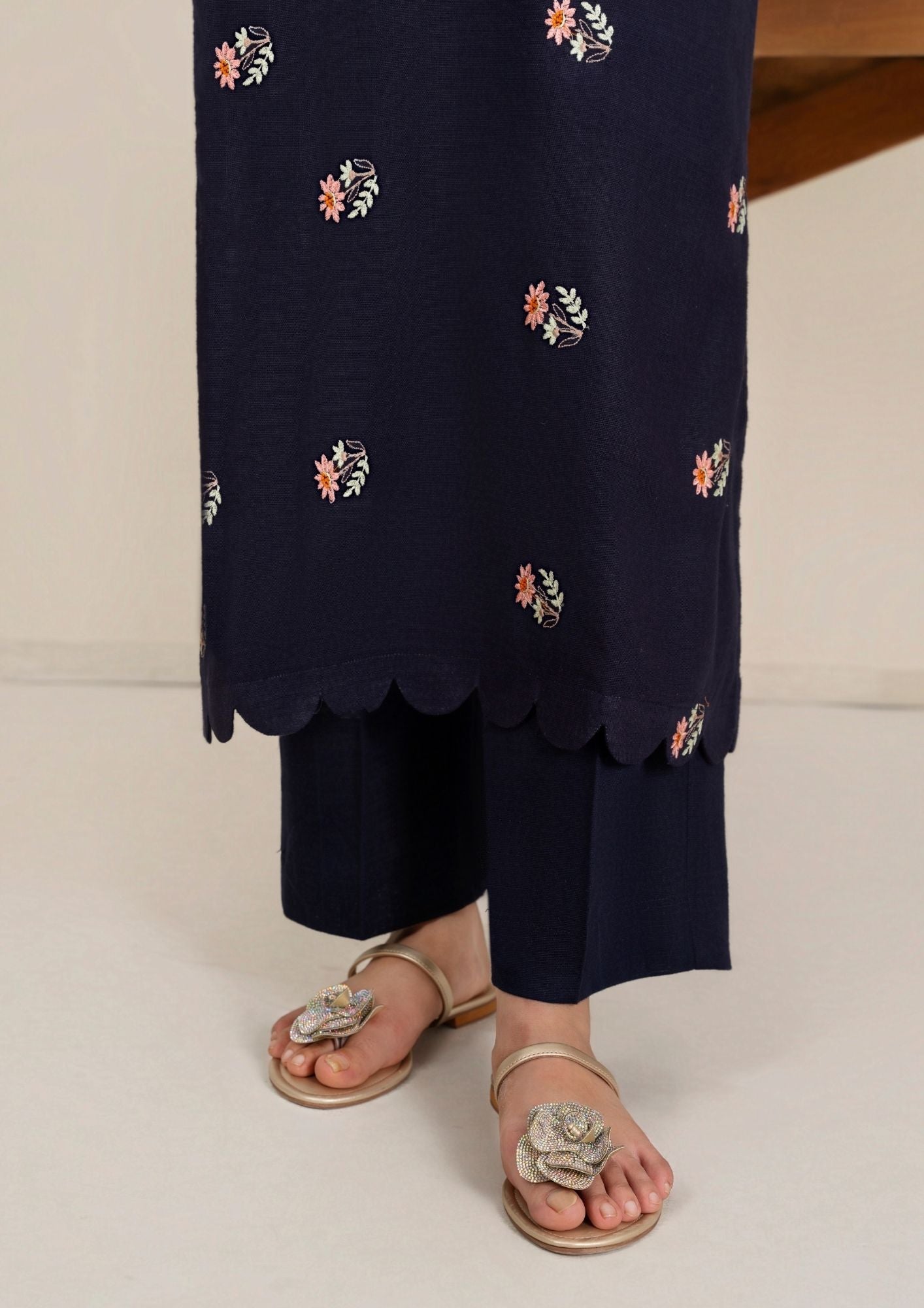 khaddar Kurta Set in Midnight