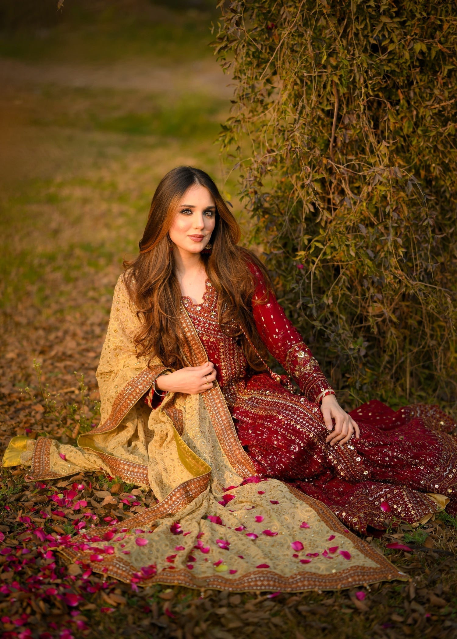 chiffon Angrakha in Red