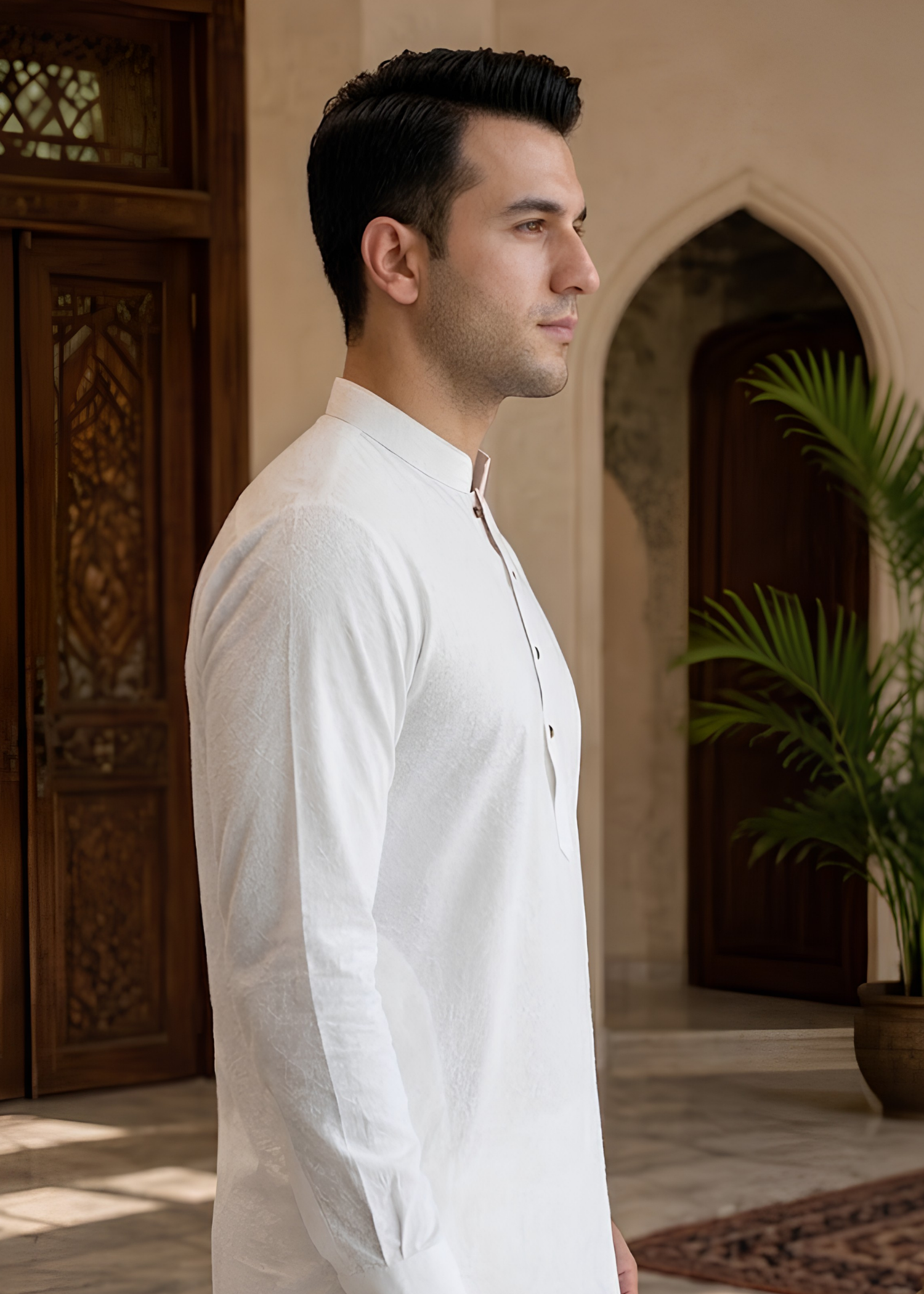 swiss lawn Kurta Set in White