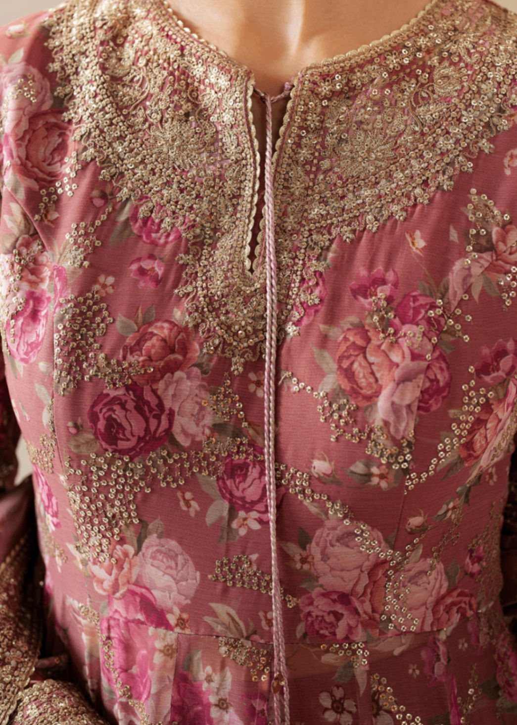 chiffon Unstitched in Mauve pink