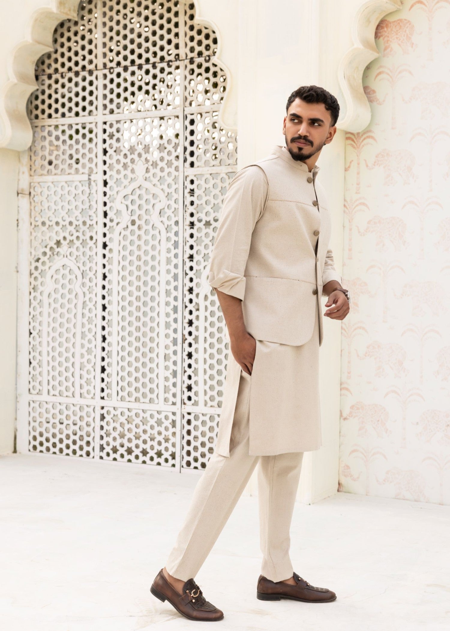 karandi Waistcoat in Ivory