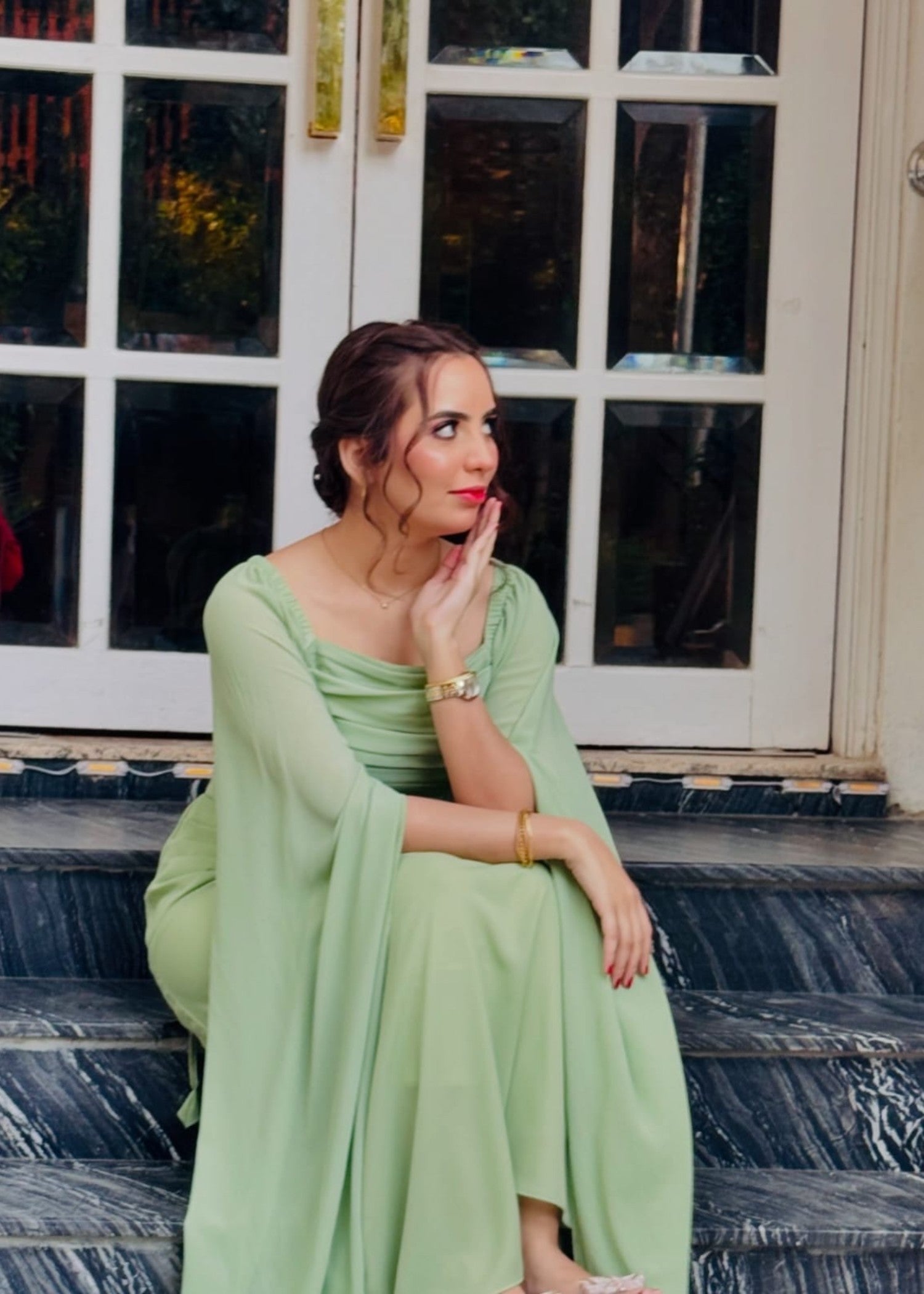georgette chiffon Dress in Mint green