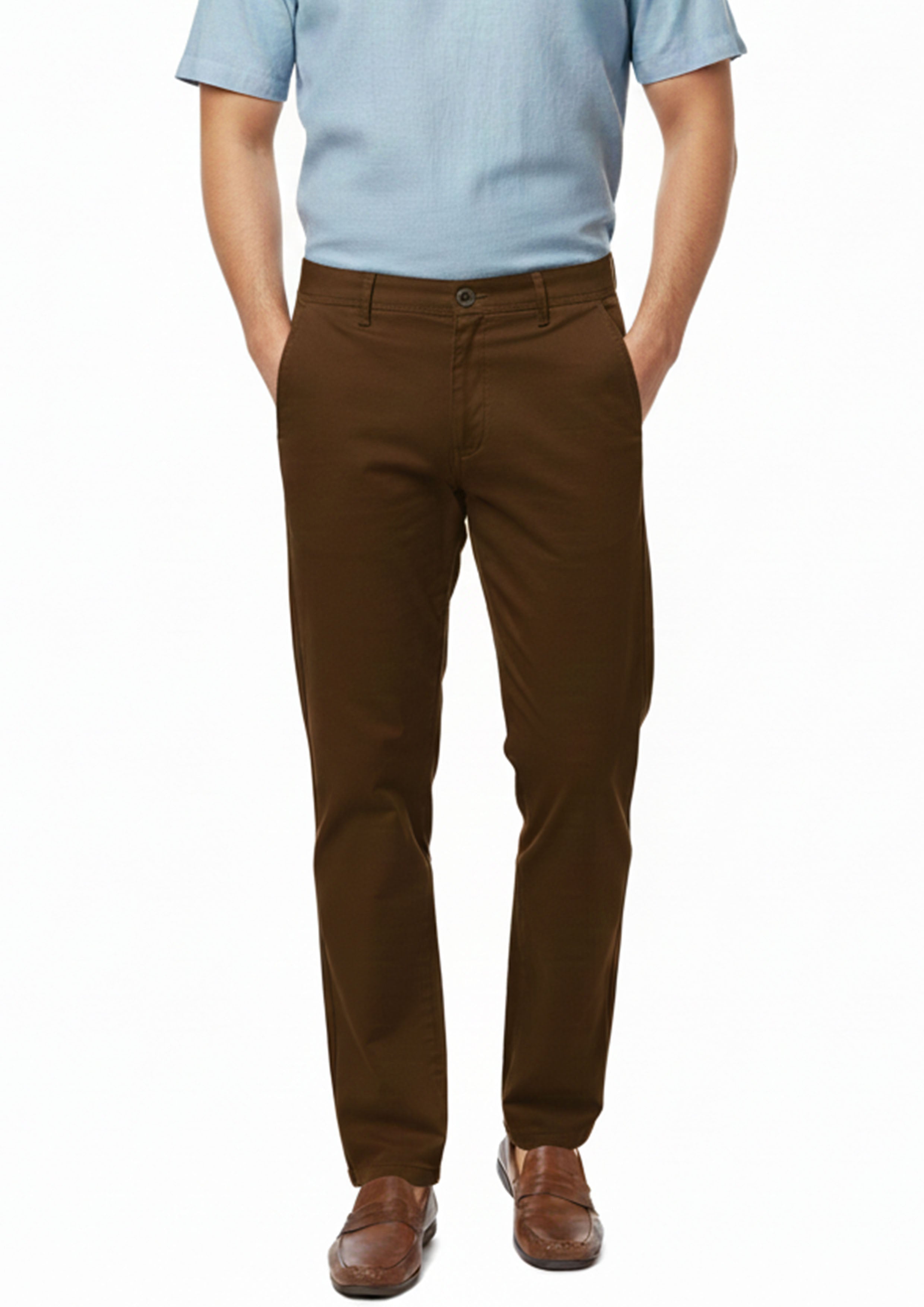 twill cotton Pants in Brown