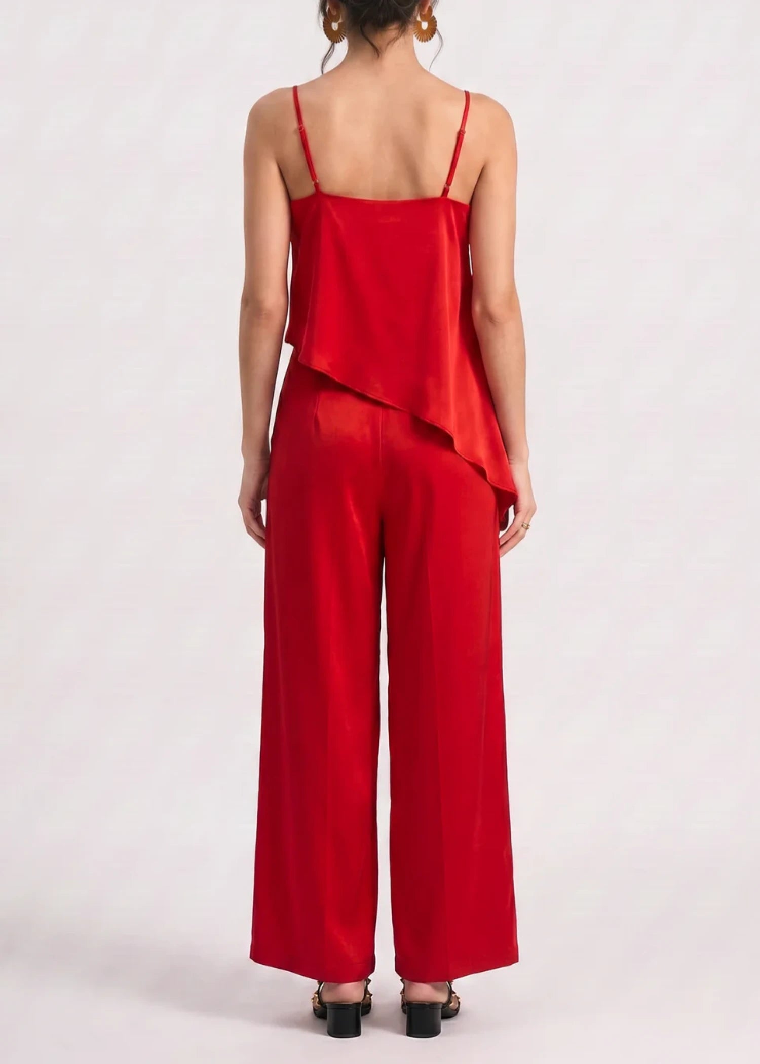 cotton silk Trousers in Red