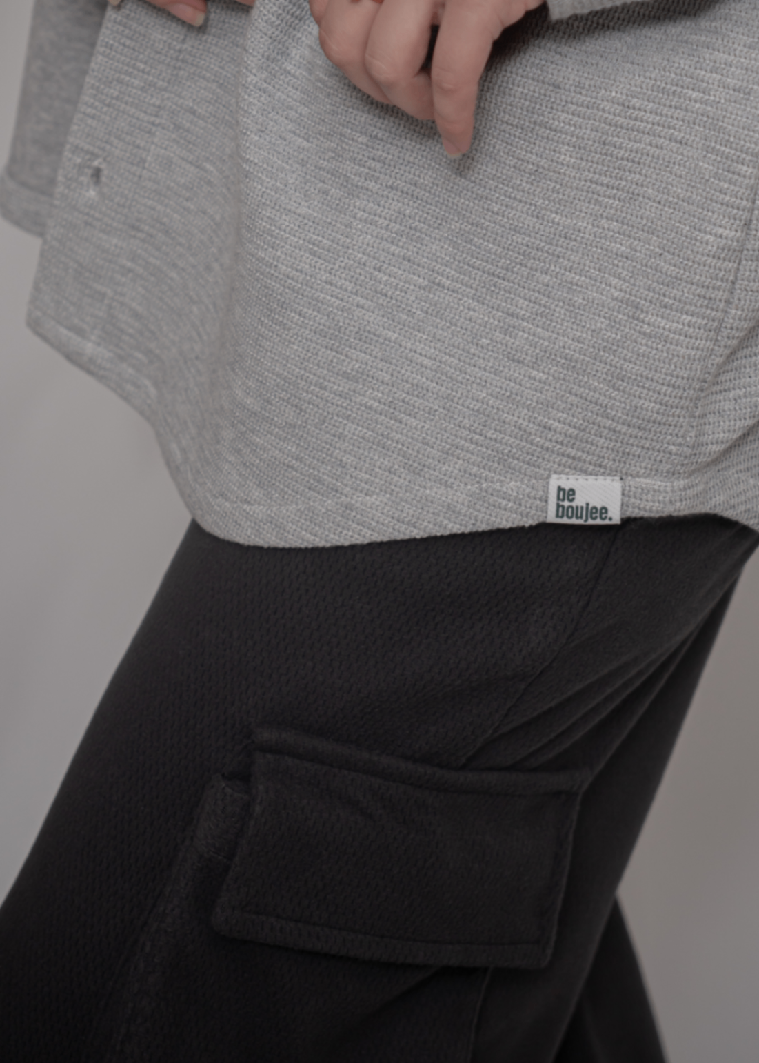 pearl mesh net Trousers in Black