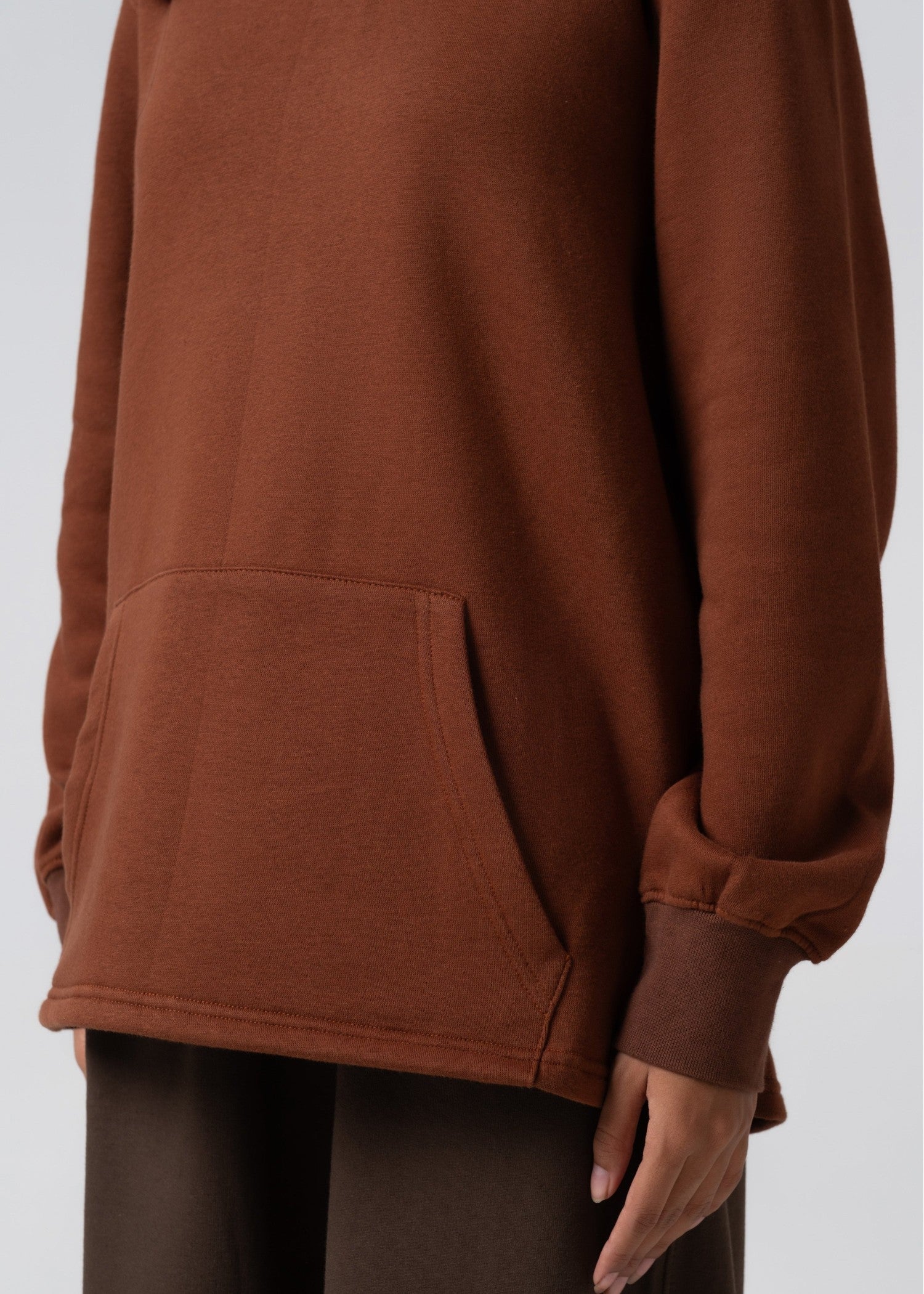 fleece Hoodie in Chestnut brown