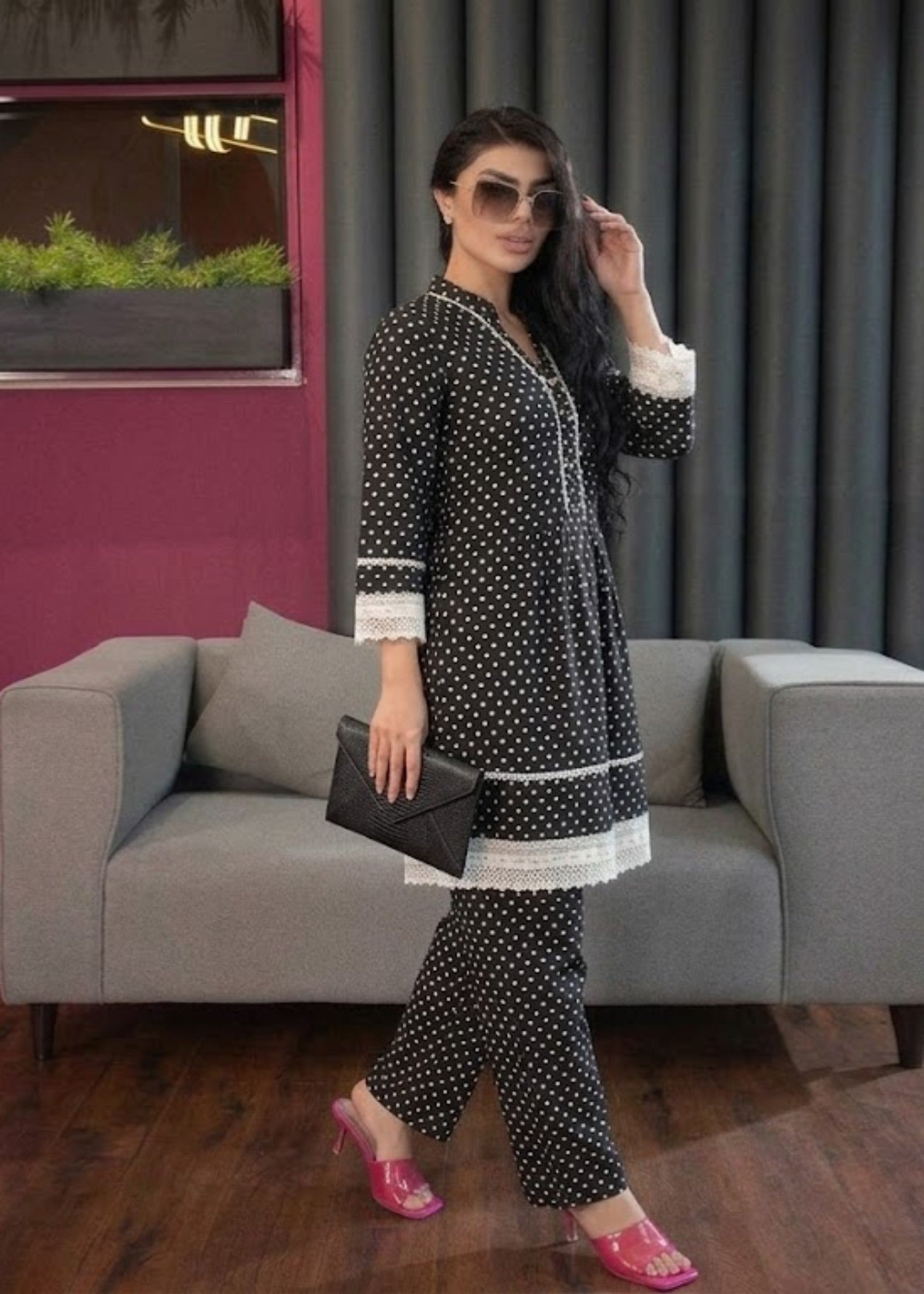 linen Short Frock in Black