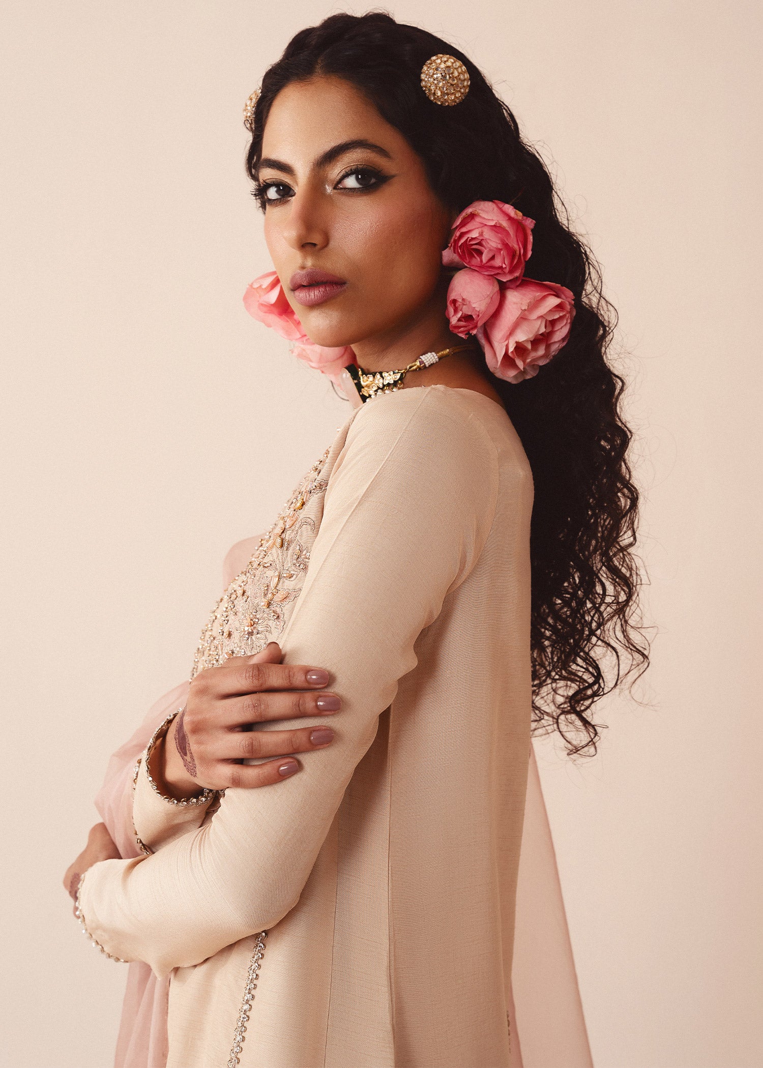 khaddi silk Kurta Set in Ivory