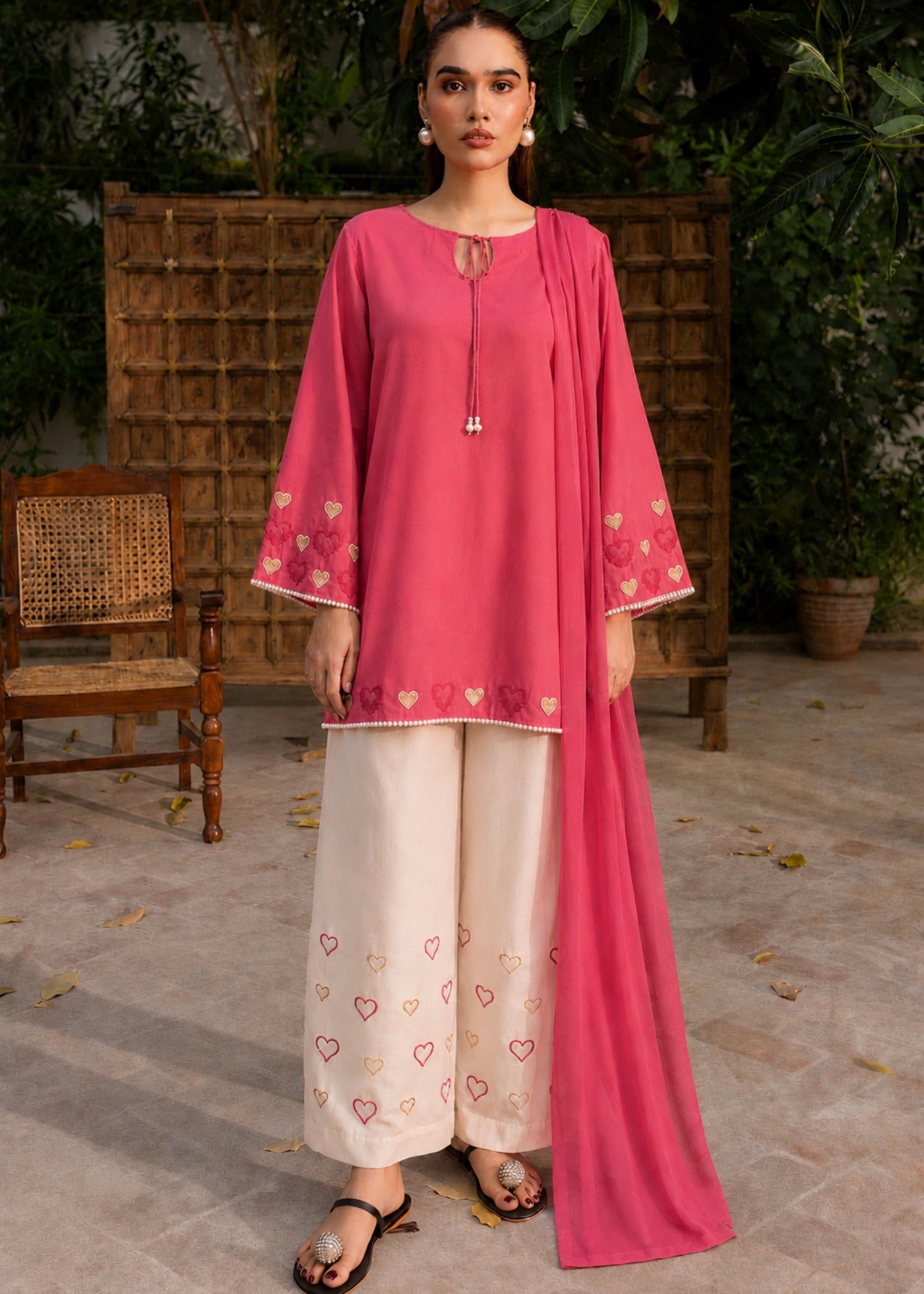 cotton linen Kurta Set in Off-white