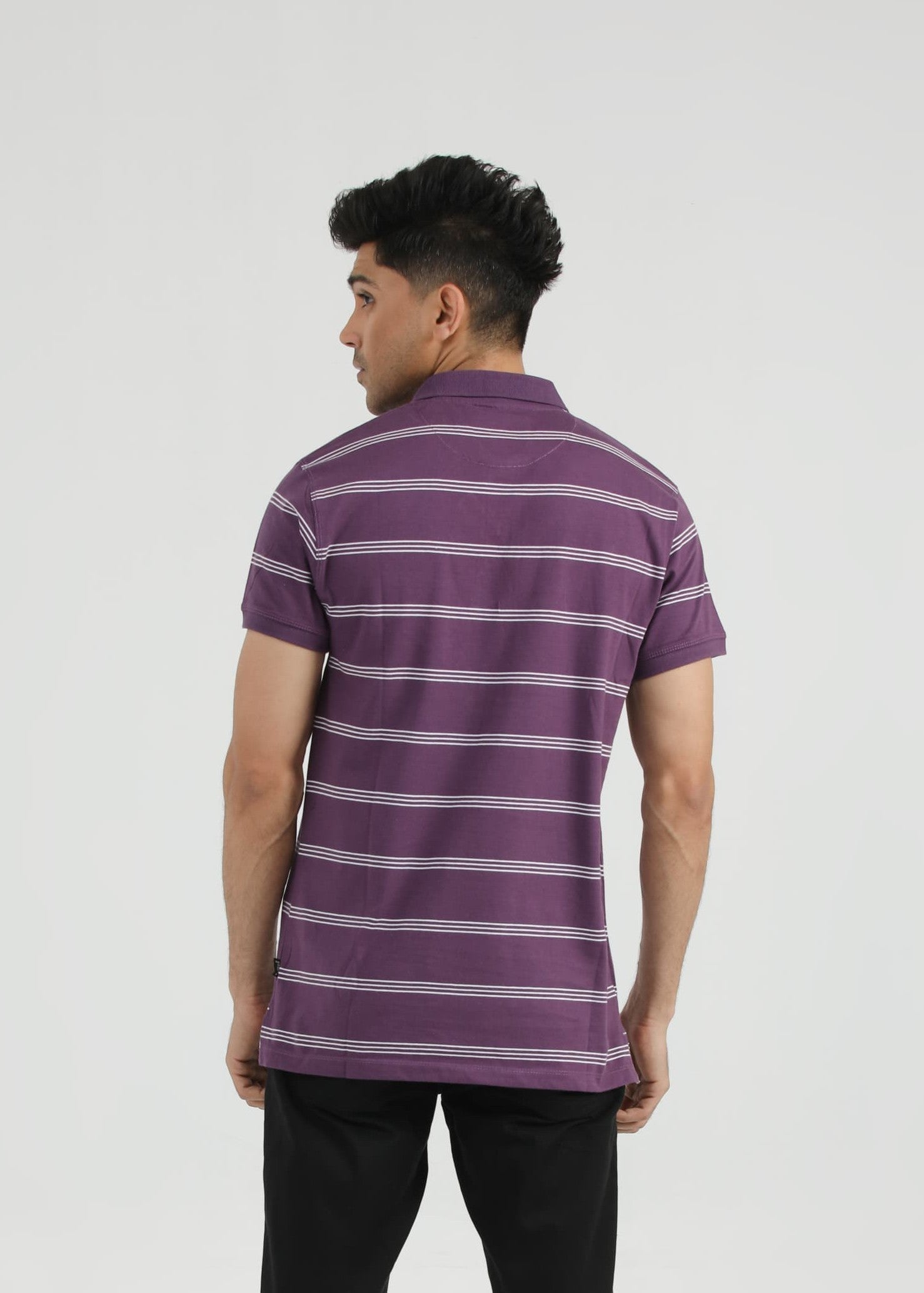 single jersey knit Polo Shirt in Purple