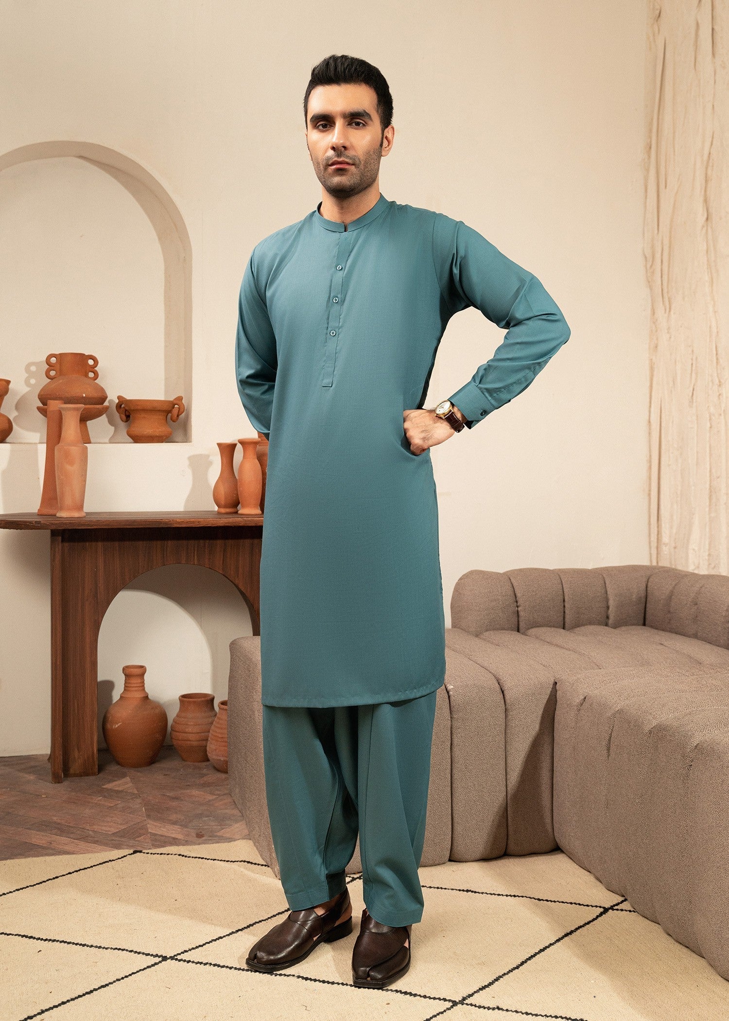 wash & wear Shalwar Kameez in Sea green