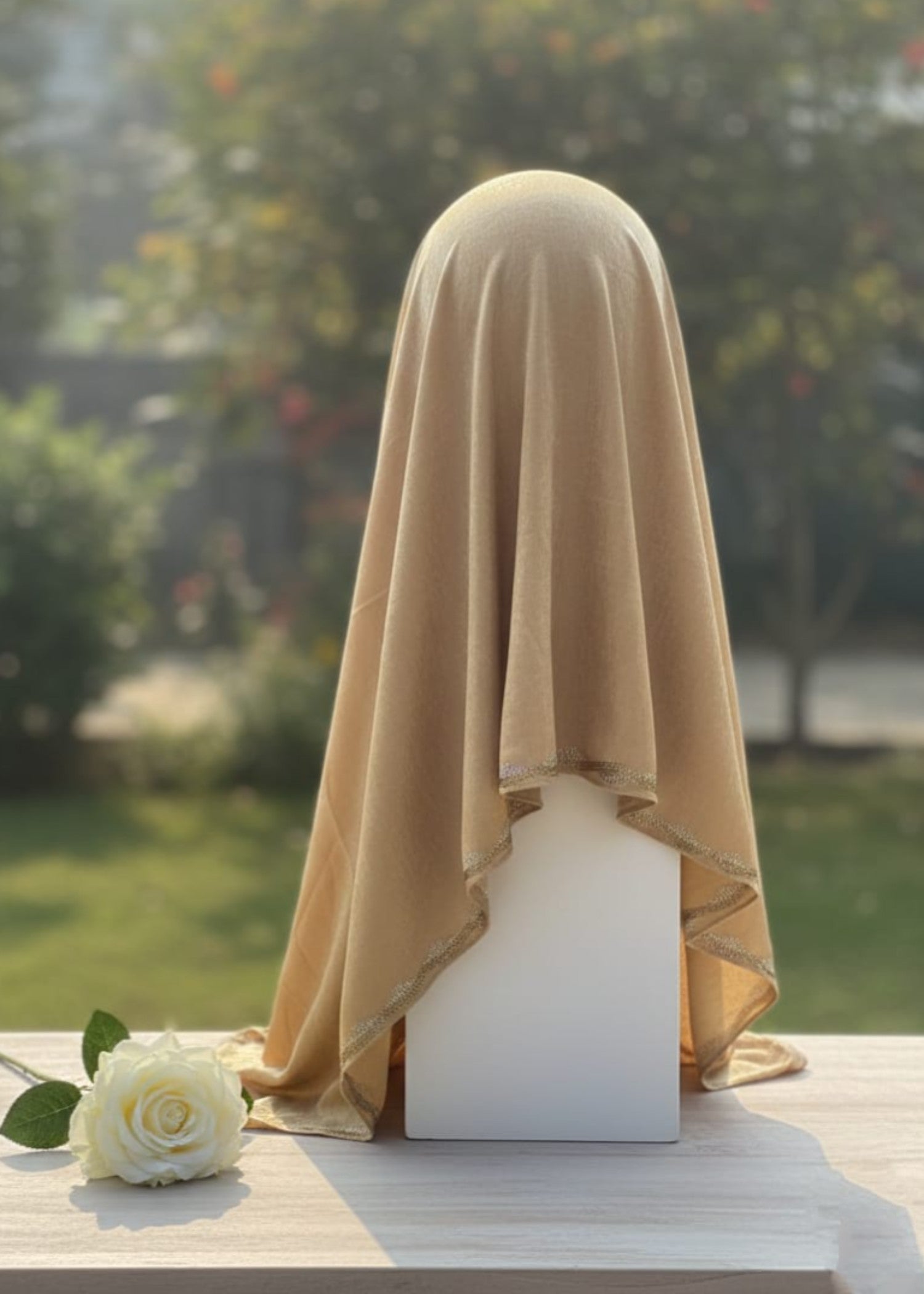 crushed velvet Hijab in Gold