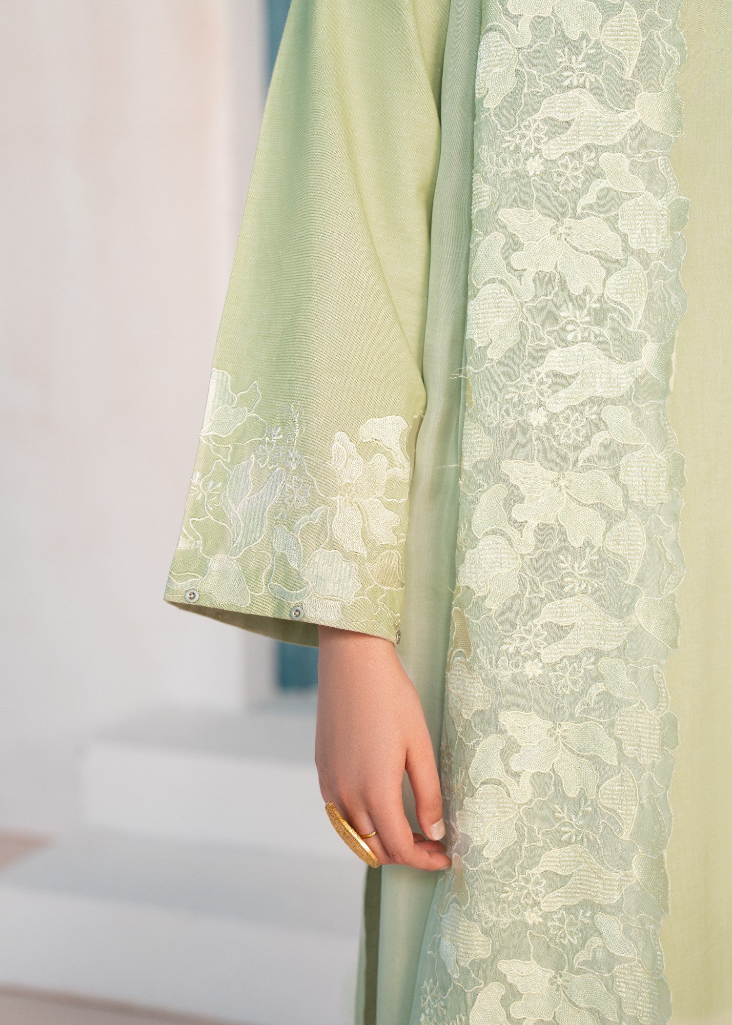 irish linen Kurta Set in Mint green