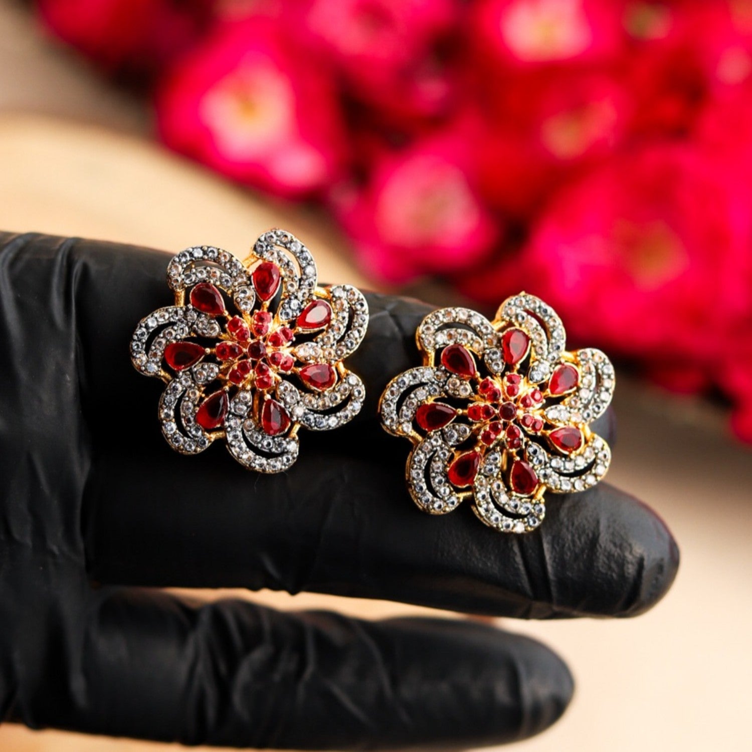 Studs in Red Color by - Trendy Women Studs LMH0623