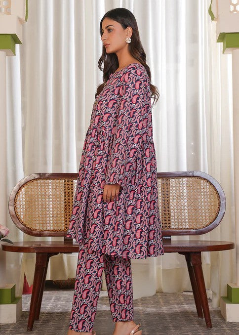 khaddar Short Frock in Mauve