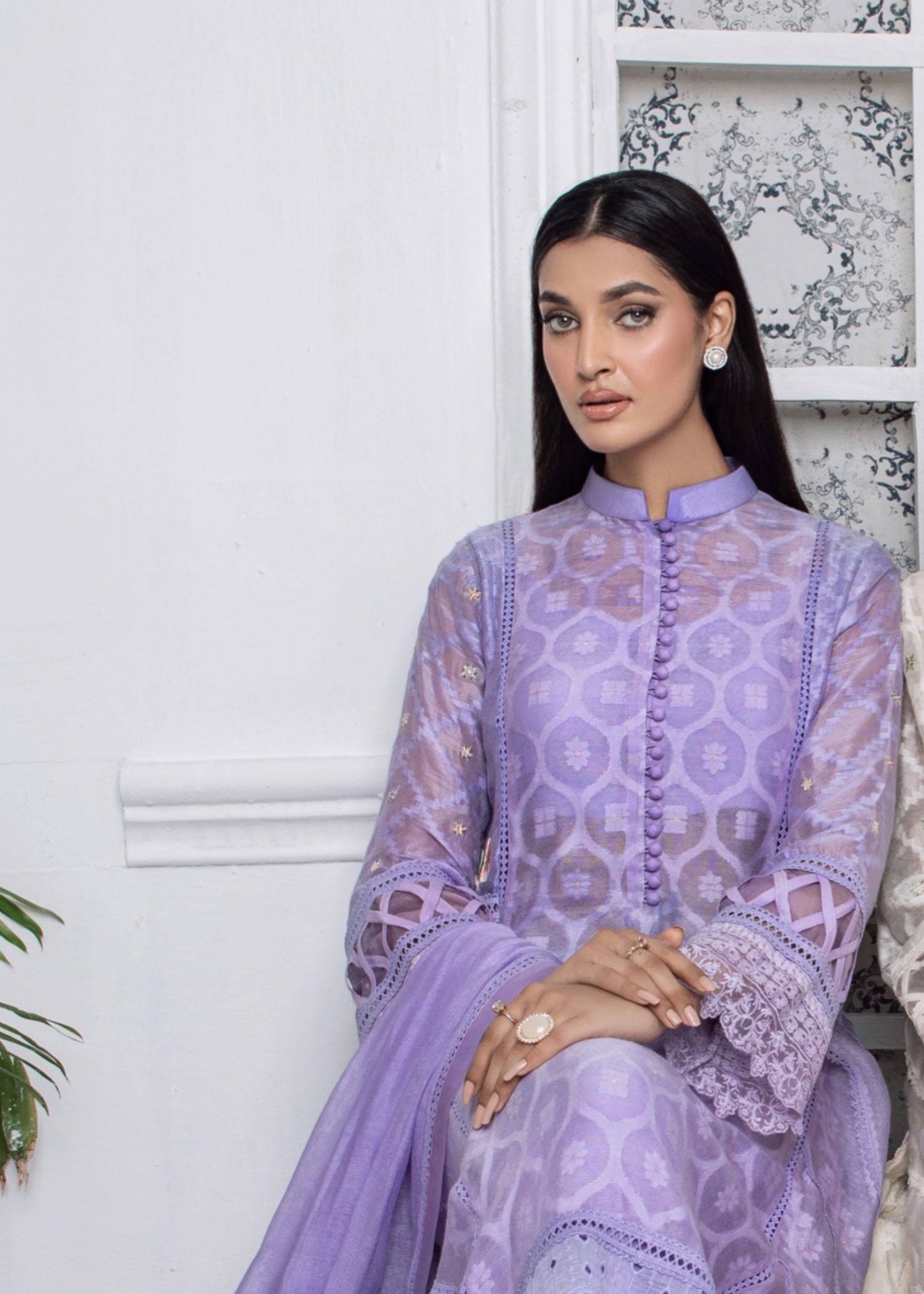 organza Kurti in Bright lavender