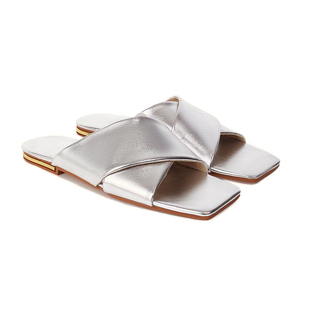 Sandals Simple Cross Flat Slippers Flat Heel Women's Shoes
