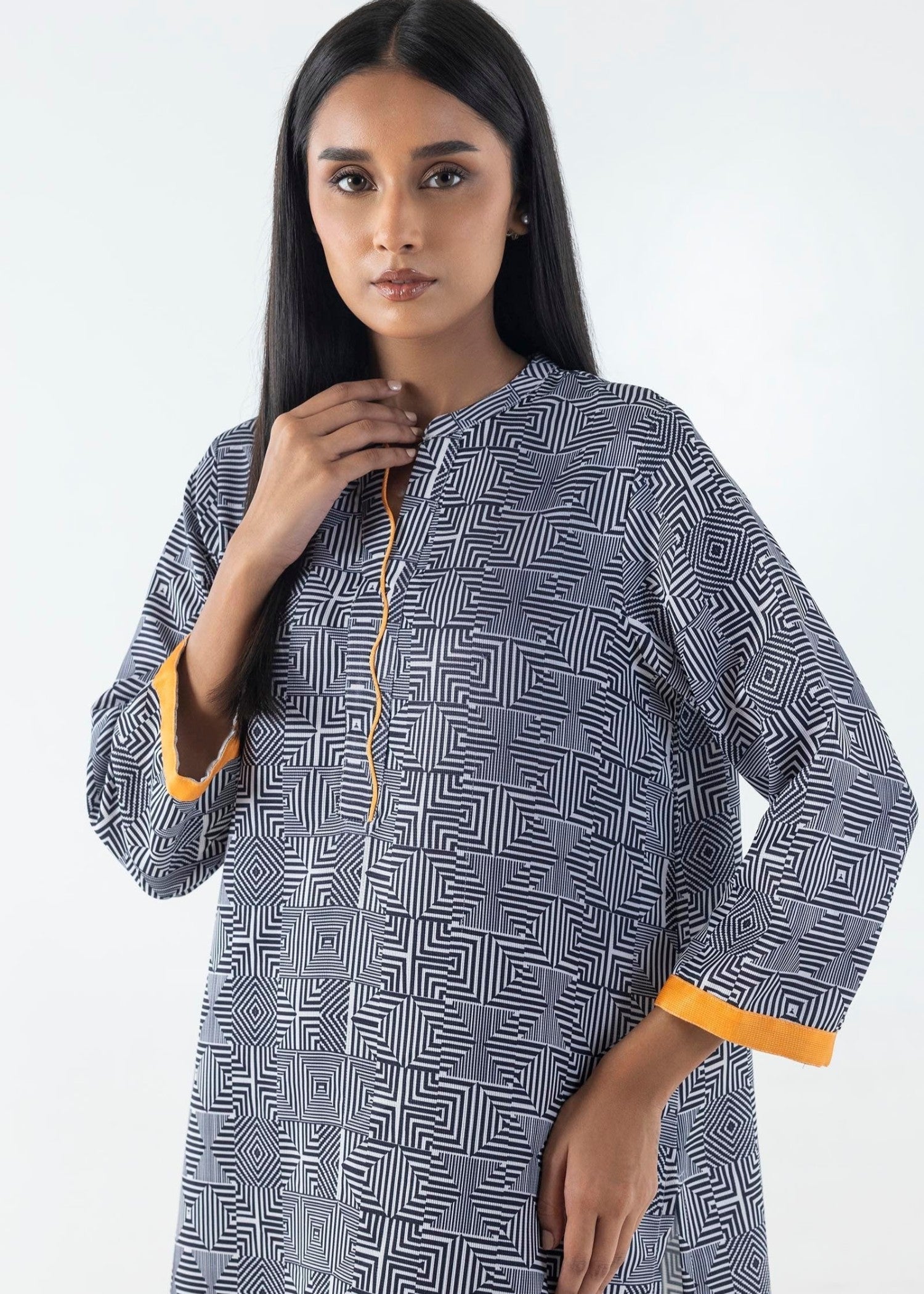 lawn Kurti in Grey