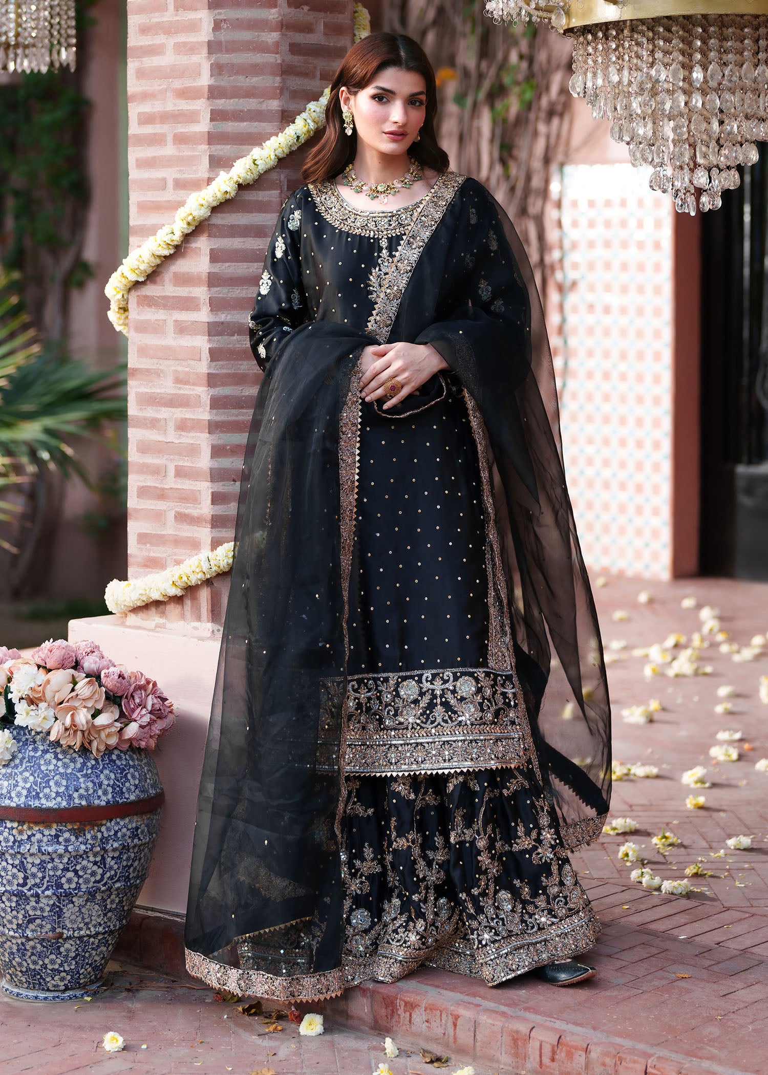 silk Lehenga in Black