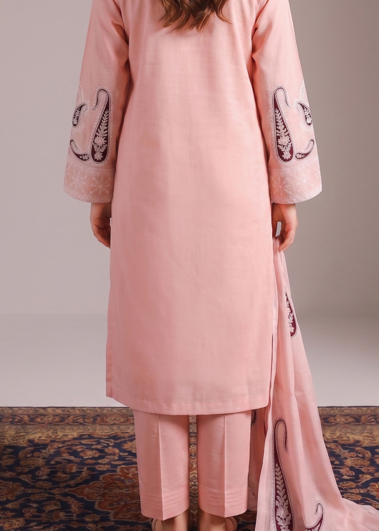 lawn cotton Kurta Set in Pink