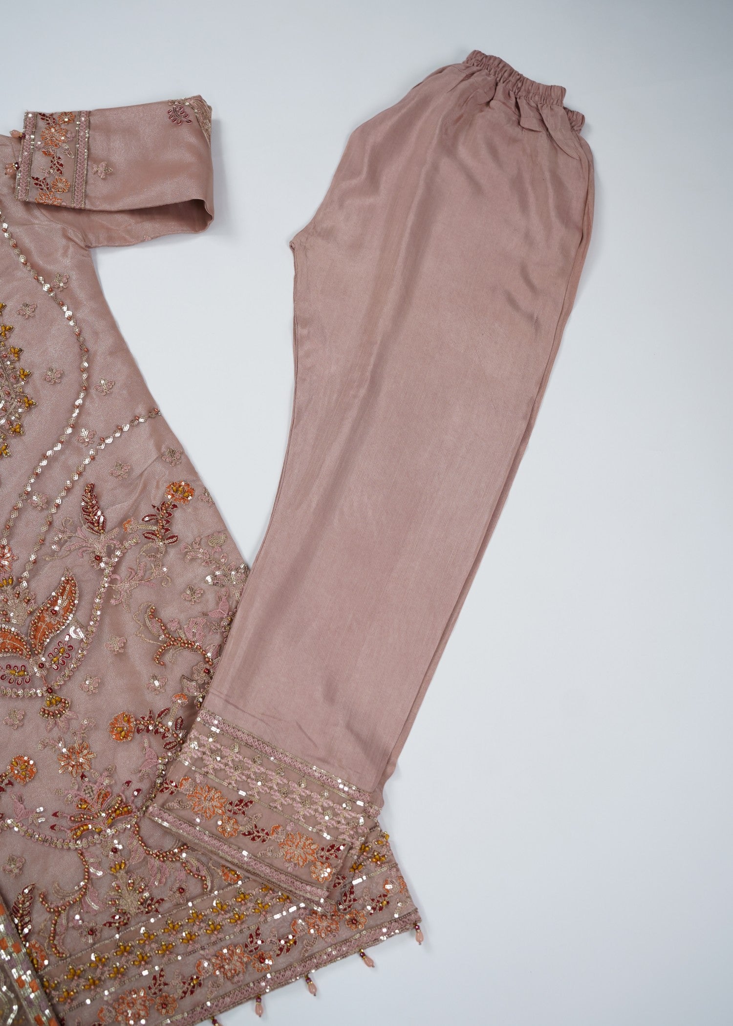 organza Kurta Set in Petal pink