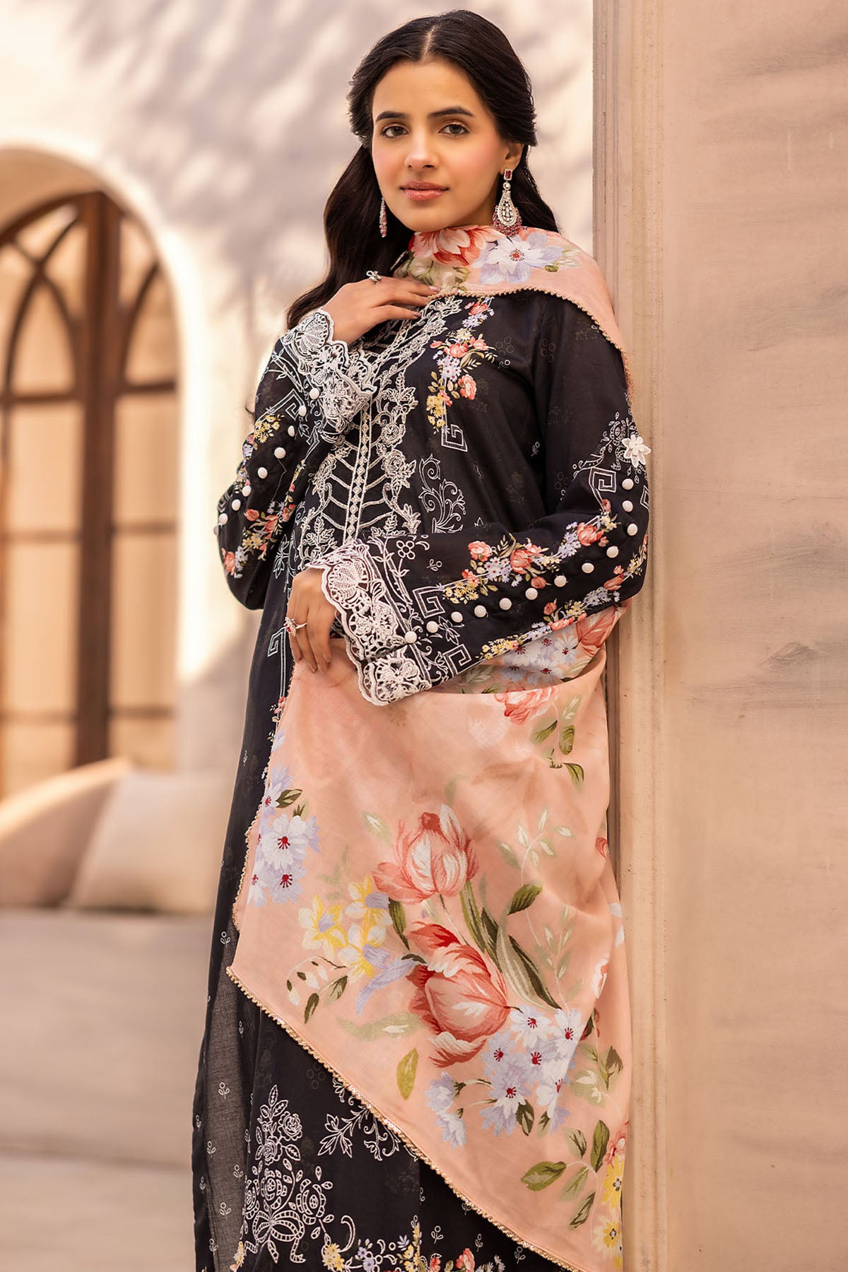 lawn Kurta Set in Chocolate brown