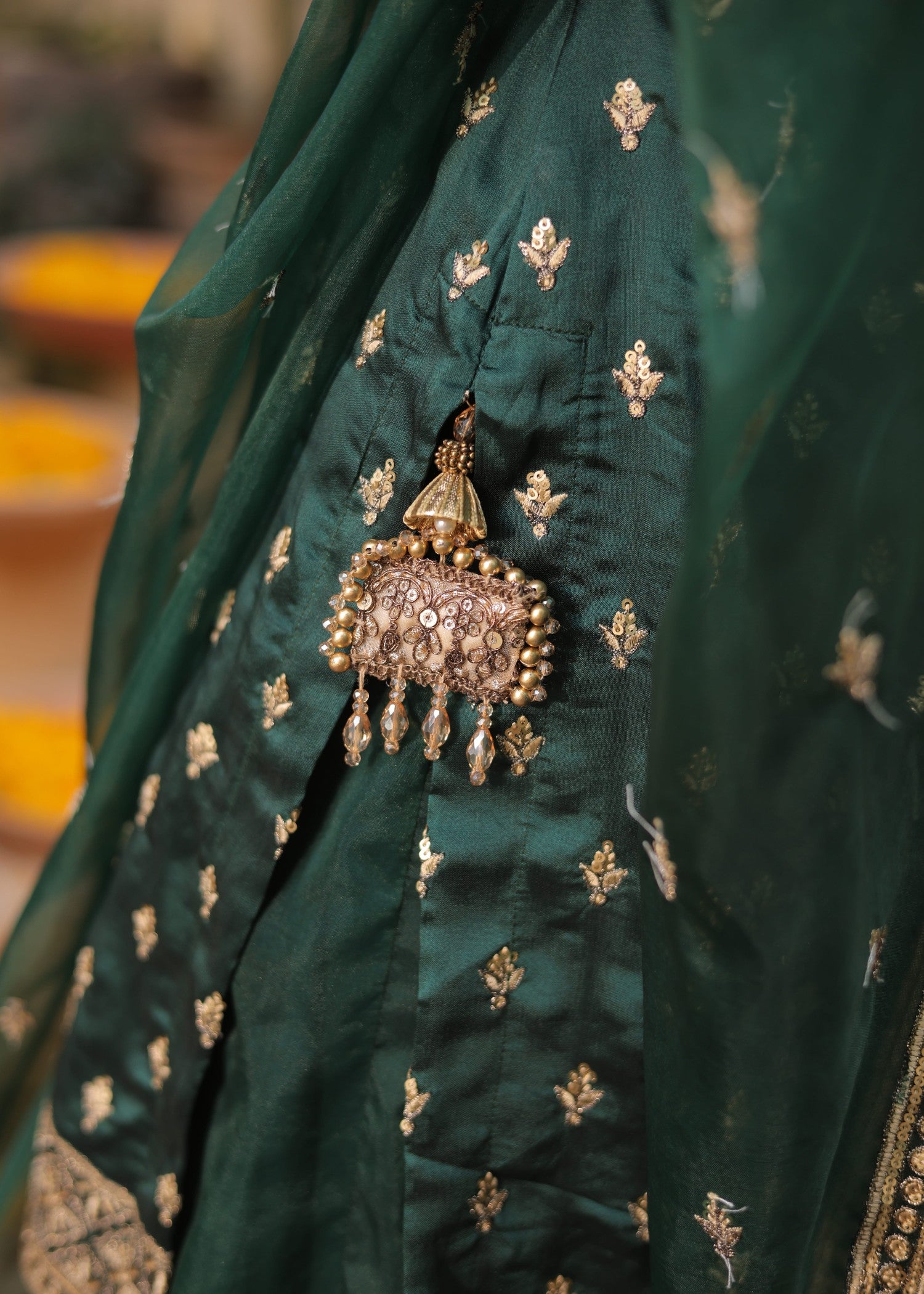 pure silk Kurta Set in Emerald green