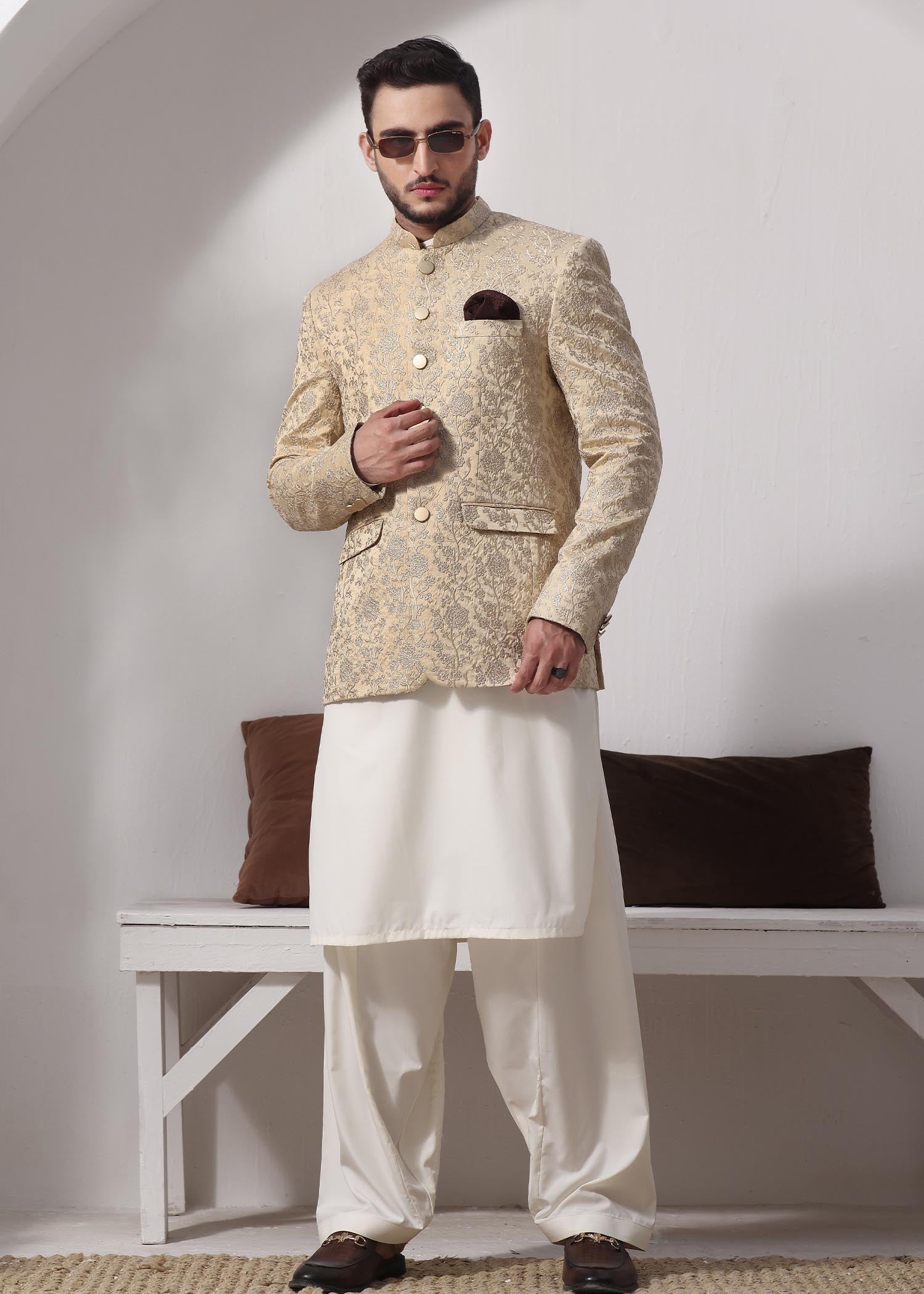 blended satin Prince Coat in Gold