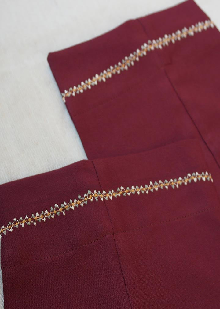 ribbed lawn Kurta Set in Maroon