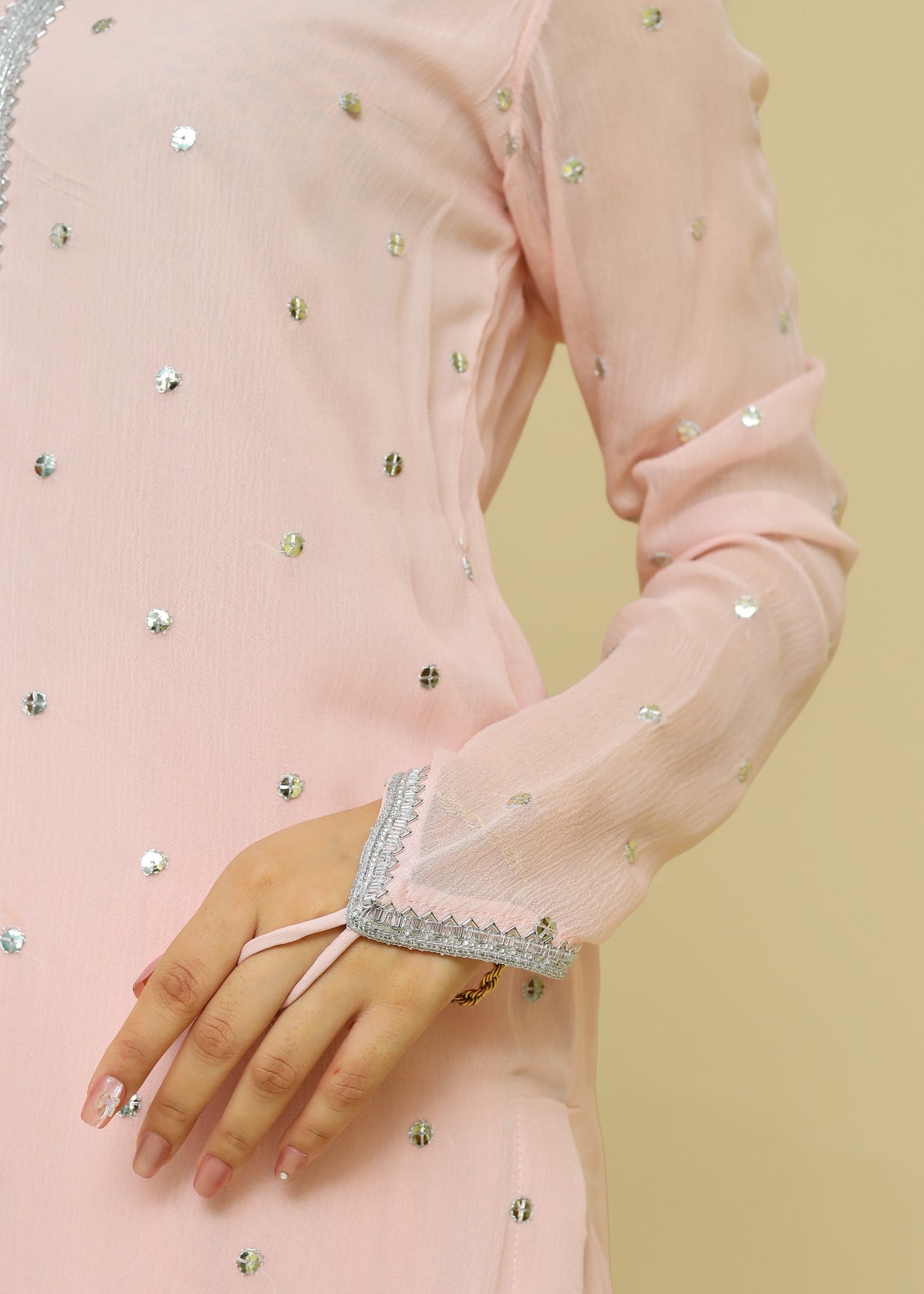chiffon Sharara in Pink lace