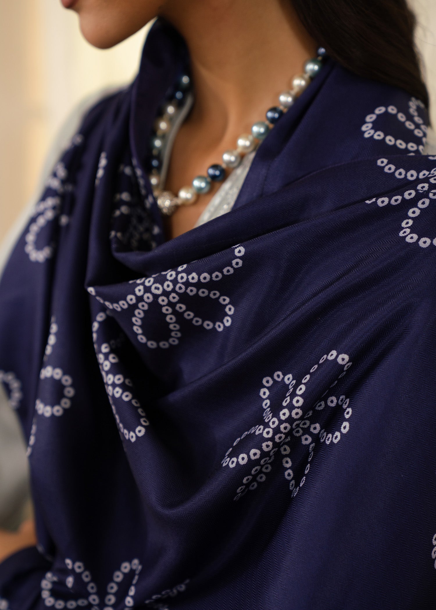 karandi Kurta Set in Ash grey, navy blue