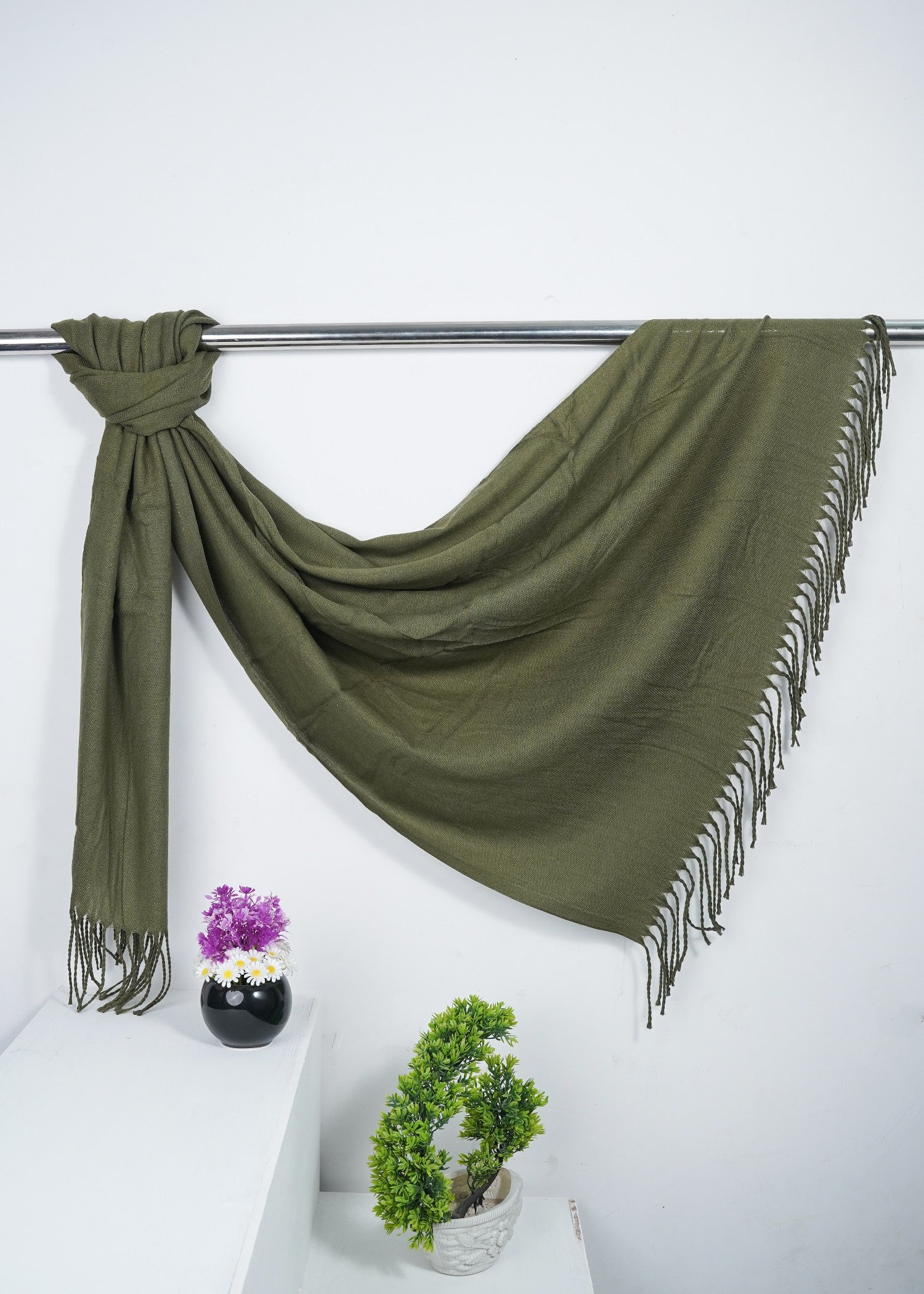 cashmere wool Hijab in Olive green