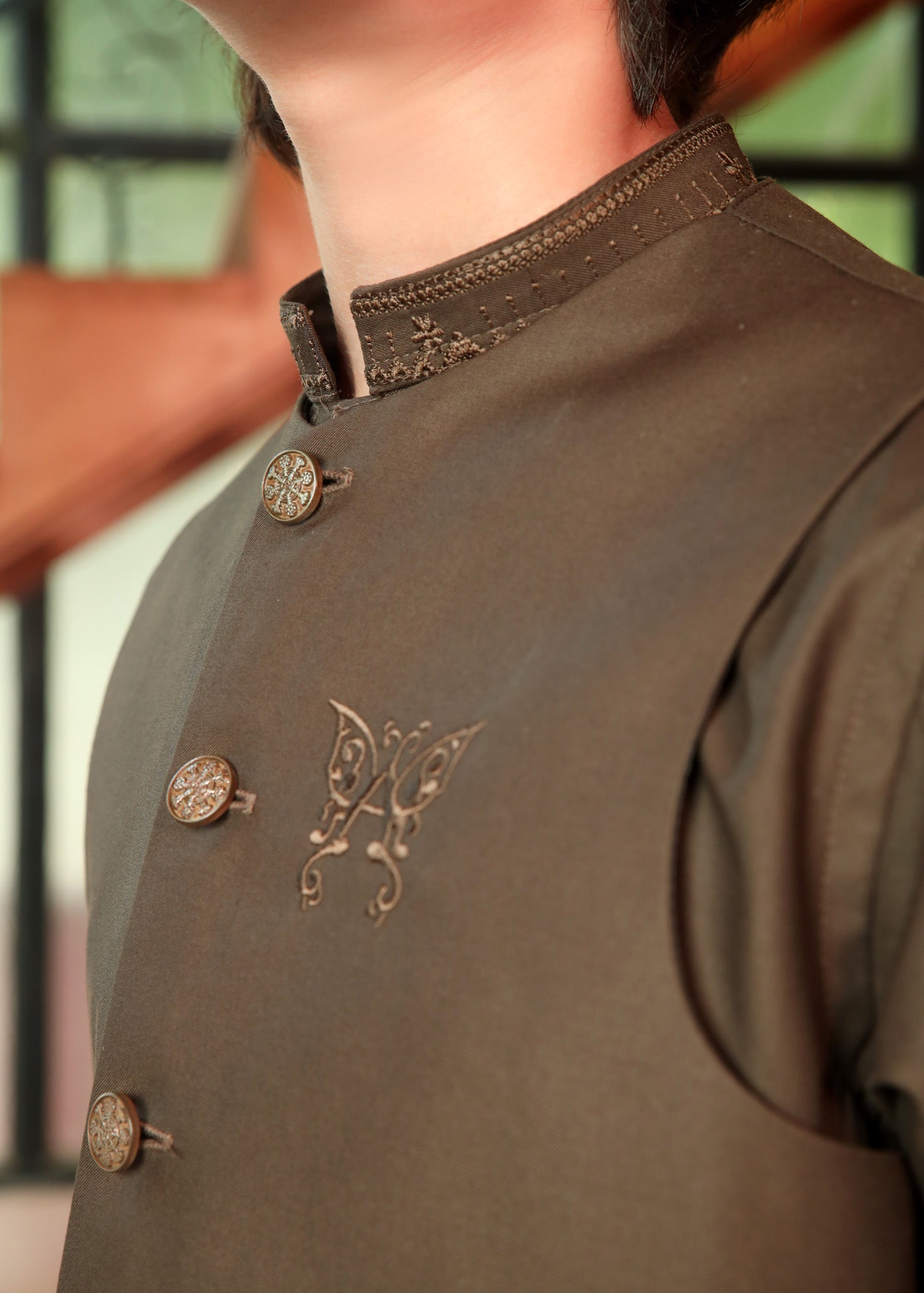 wash & wear Waistcoat in Mocha brown