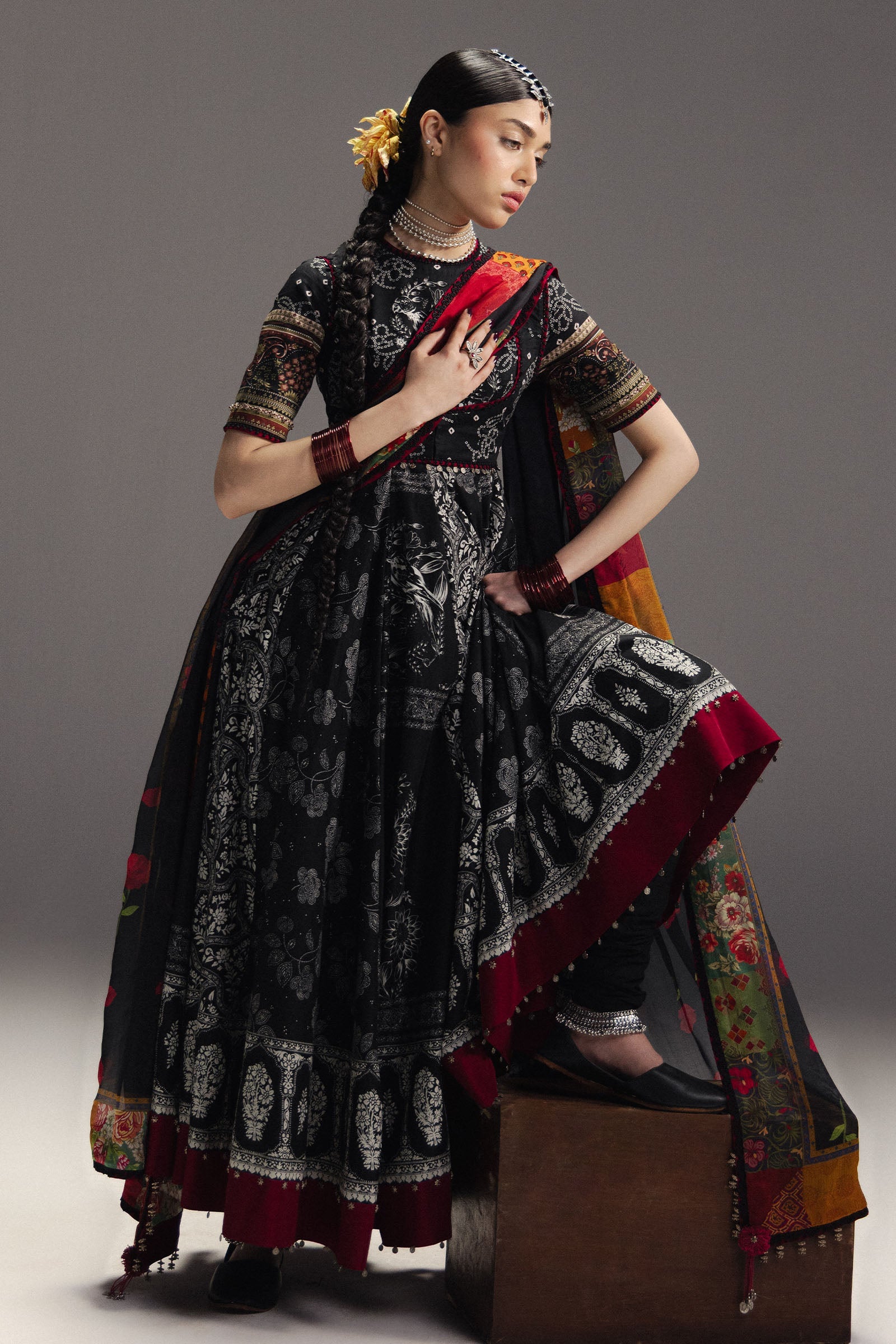 Anarkali Festive Luxury Lawn – Surkh Bahar-D1