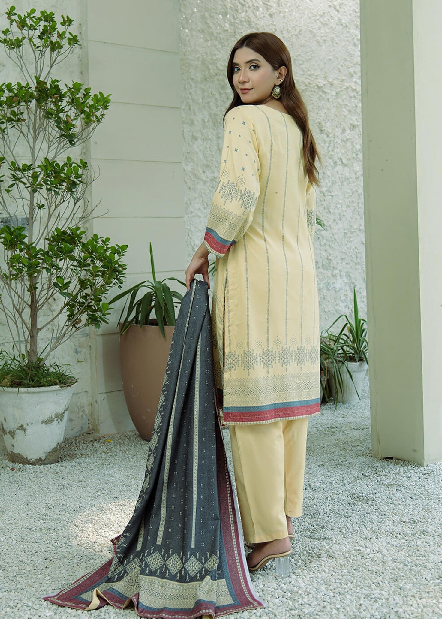 dhanak Unstitched in Yellow